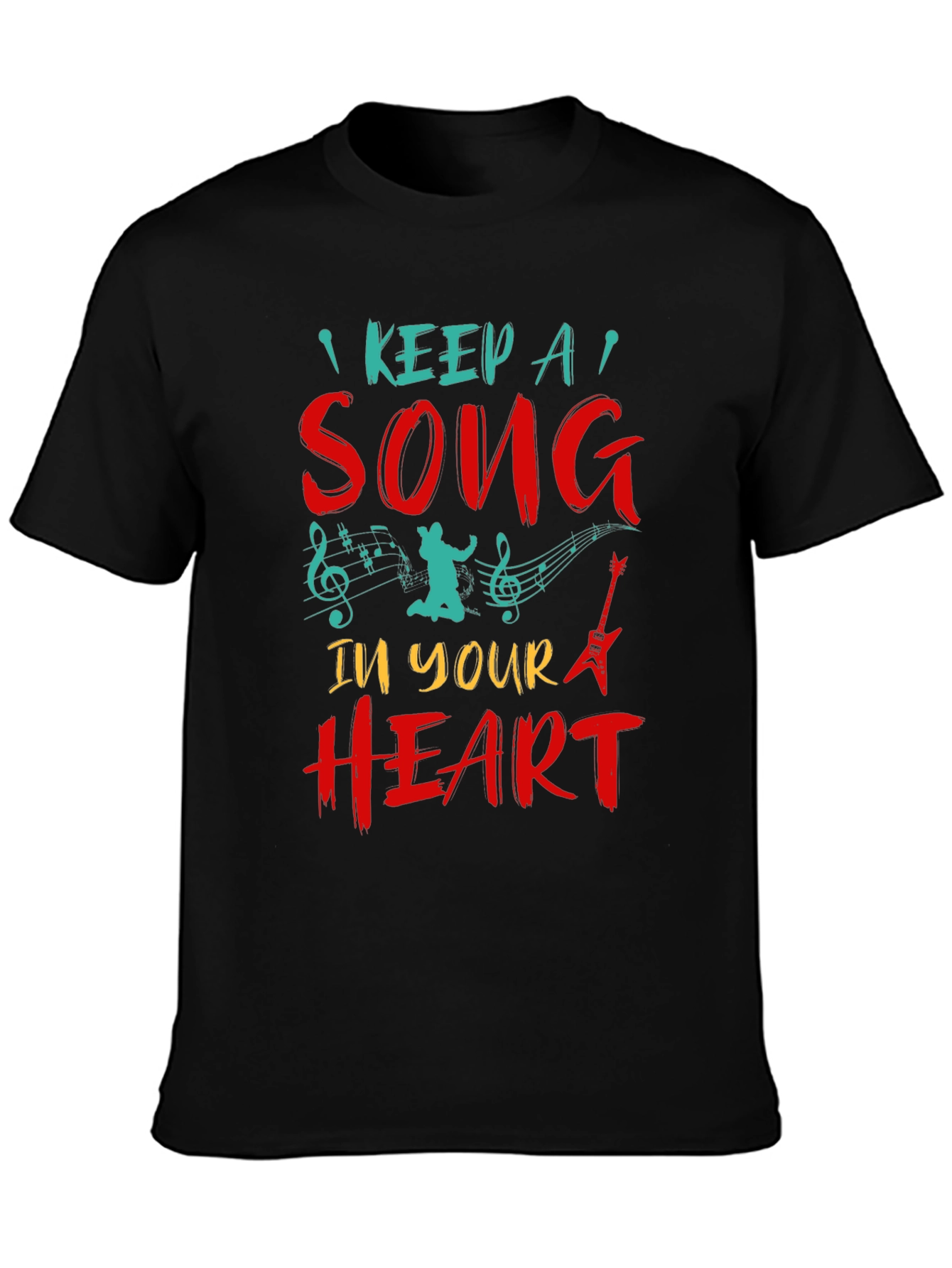 Black Keep A Song In Your Heart Graphic Tee view 3