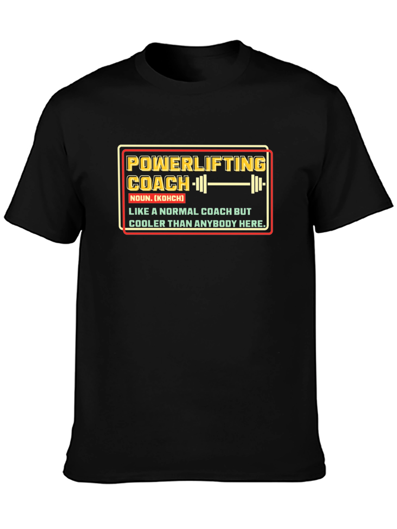 Black Powerlifting Coach T-Shirt view 3