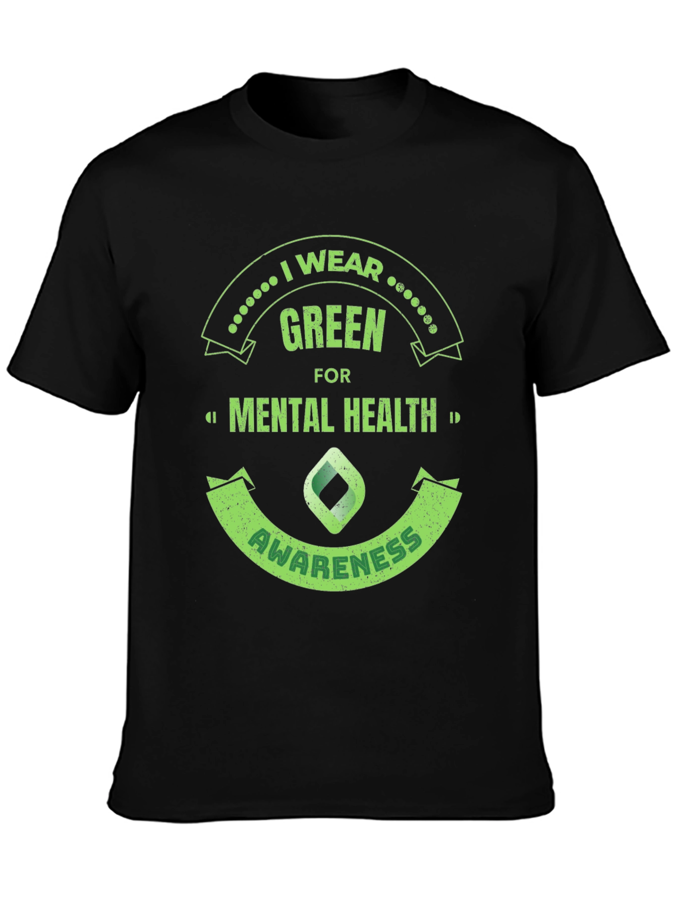 Black Green Mental Health Awareness T-Shirt view 3