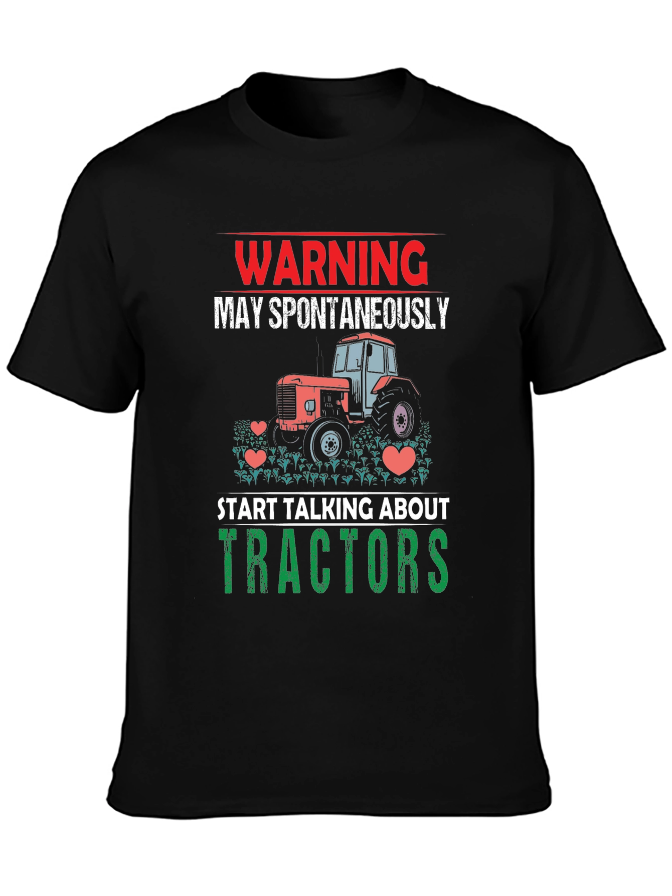 Black Warning Tractor Lover T-Shirt view 3