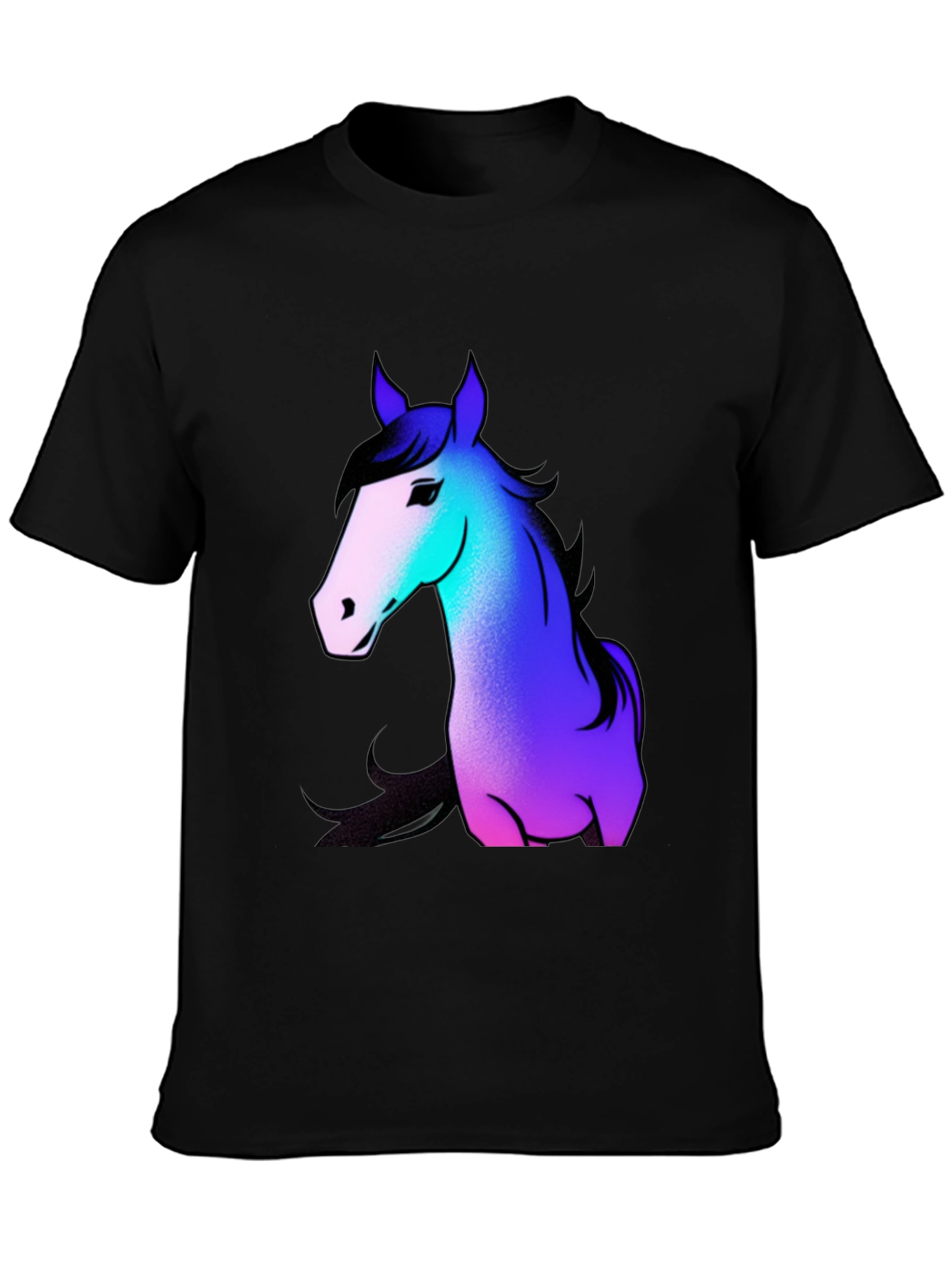 Black Cool Horse Graphic Tee - Casual Black T-Shirt view 3