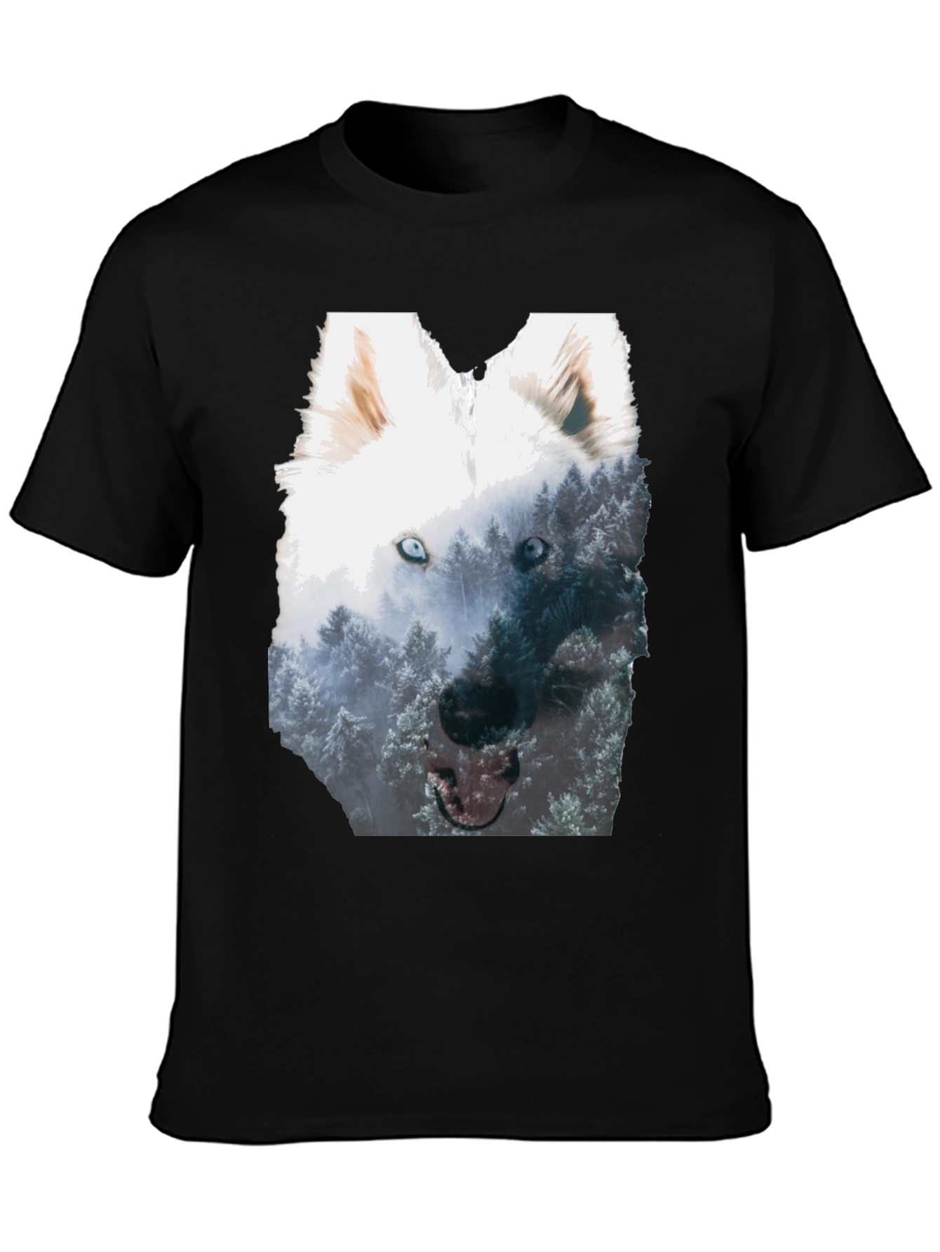 Black Wolf Forest Graphic Tee - Black Cotton Blend view 3