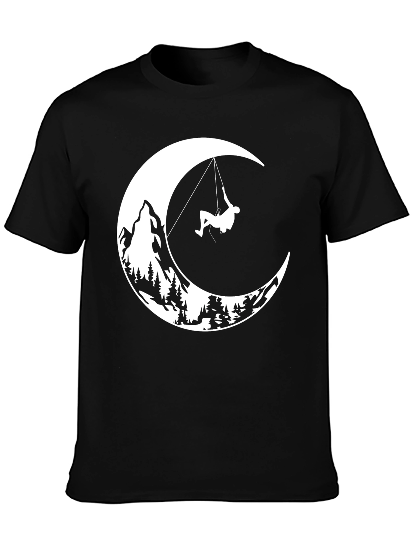 Black Moonlit Climb Graphic Tee - Black Cotton T-Shirt view 3