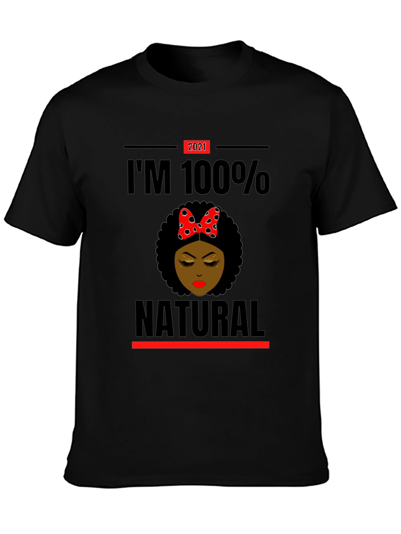Black I'm 100% Natural Afro T-Shirt view 3