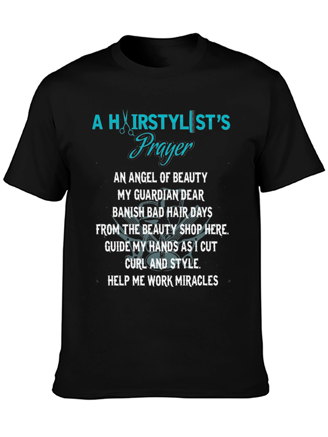 Black Hairstylist's Prayer Graphic T-Shirt view 3
