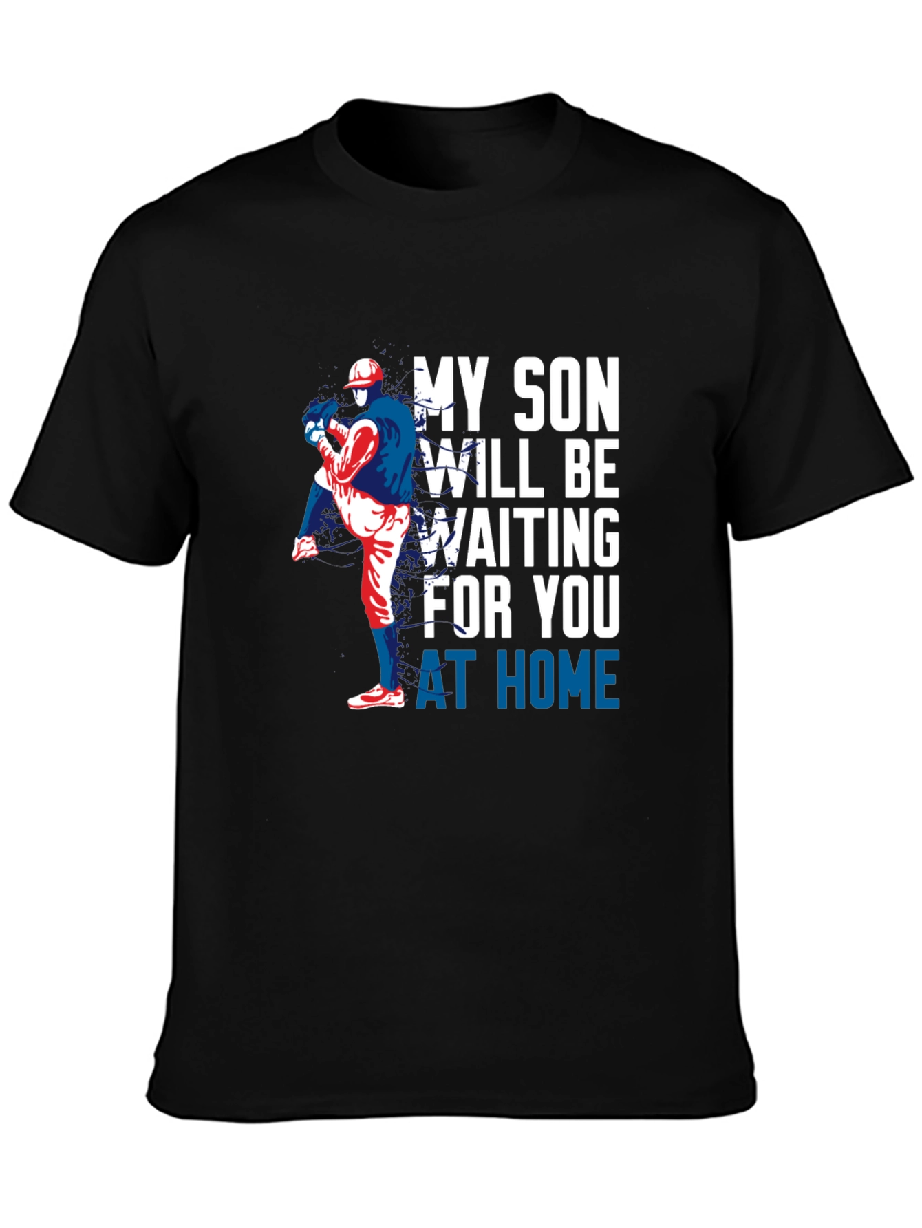 Black My Son Will Be Waiting Baseball T-Shirt view 3