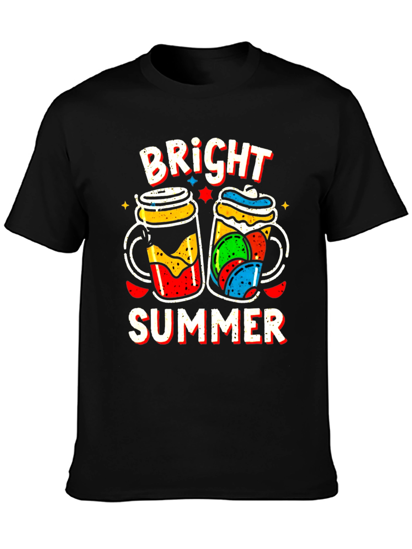Black Bright Summer Graphic T-Shirt view 3