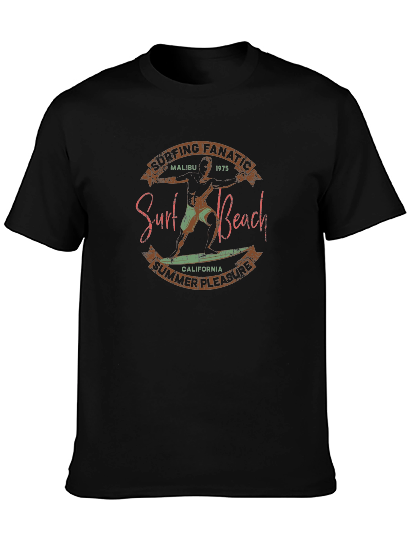 Black Surf Beach Graphic T-Shirt - Retro Style view 3