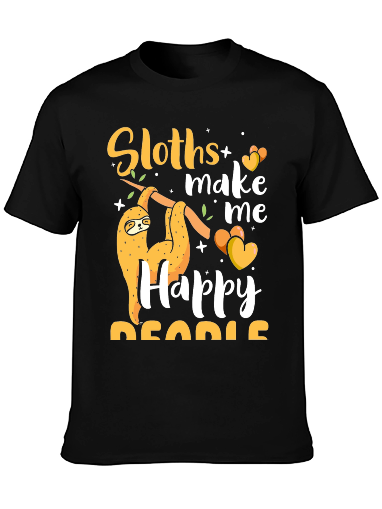 Black Sloth Lover T-Shirt - Sloths Make Me Happy view 3