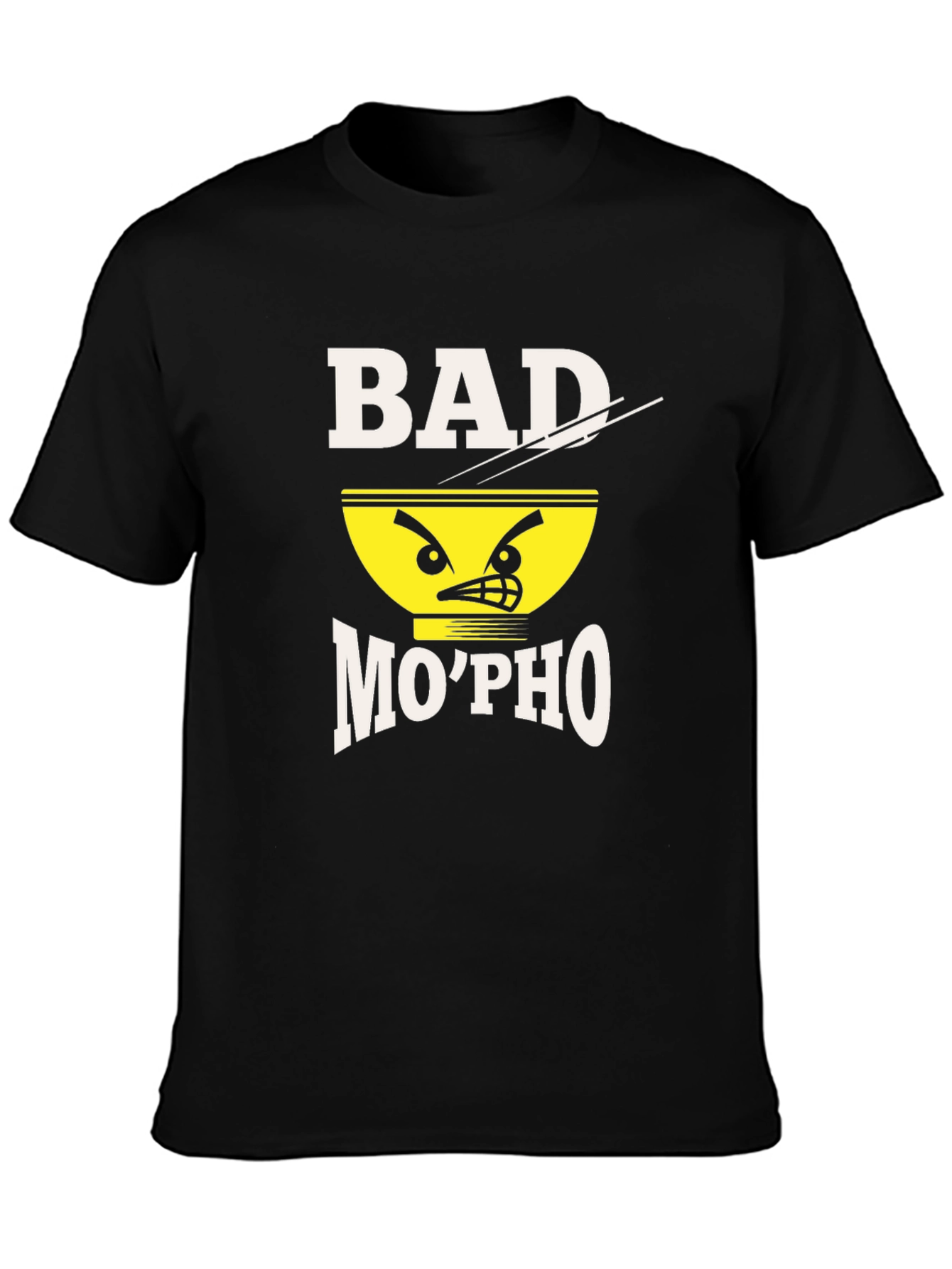 Black Bad Mo'Pho T-Shirt - Novelty Food Pun Tee view 3