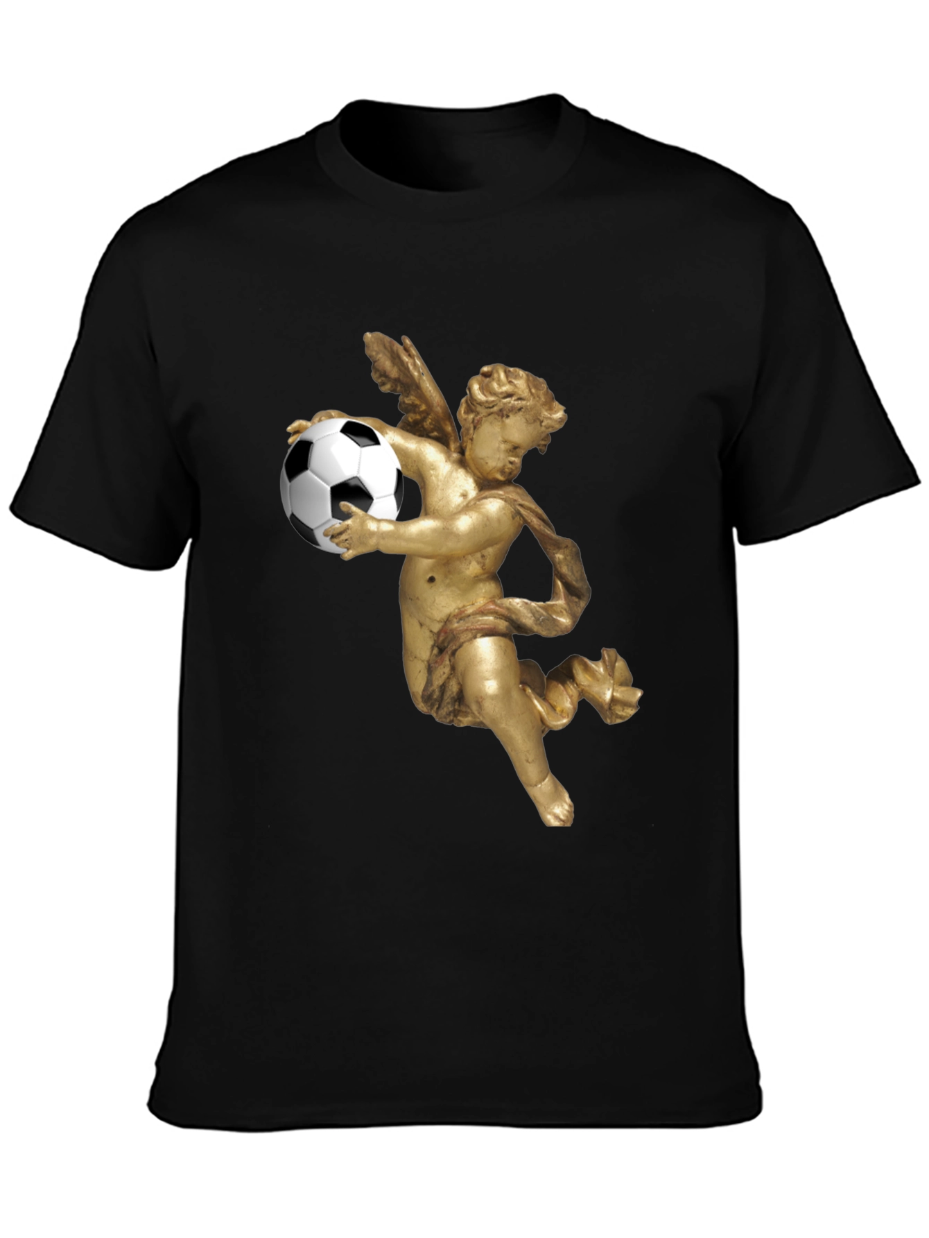 Black Angel Soccer T-Shirt - Black Graphic Tee view 3
