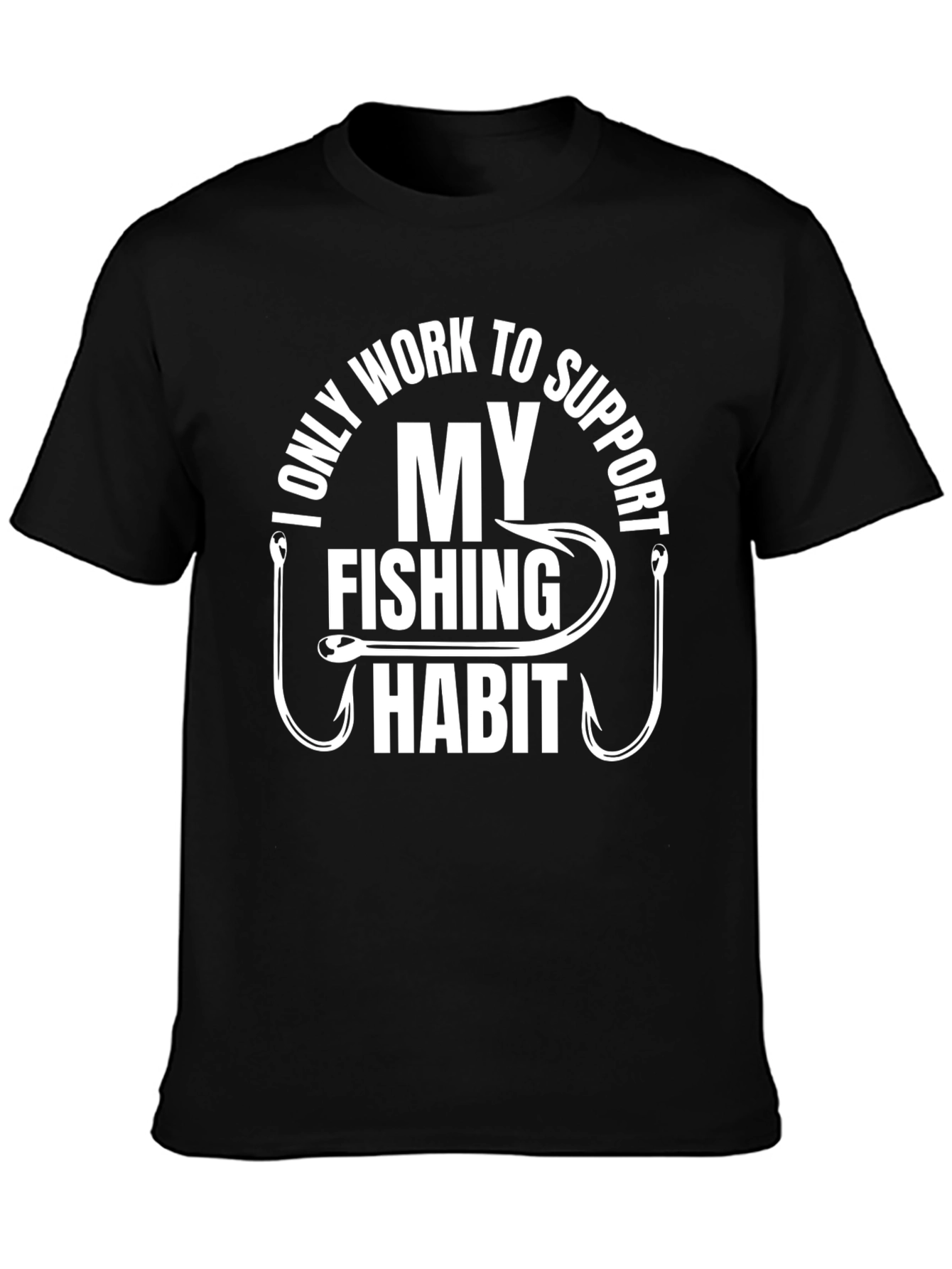 Black Fishing Habit T-Shirt - Fisherman Gift view 3