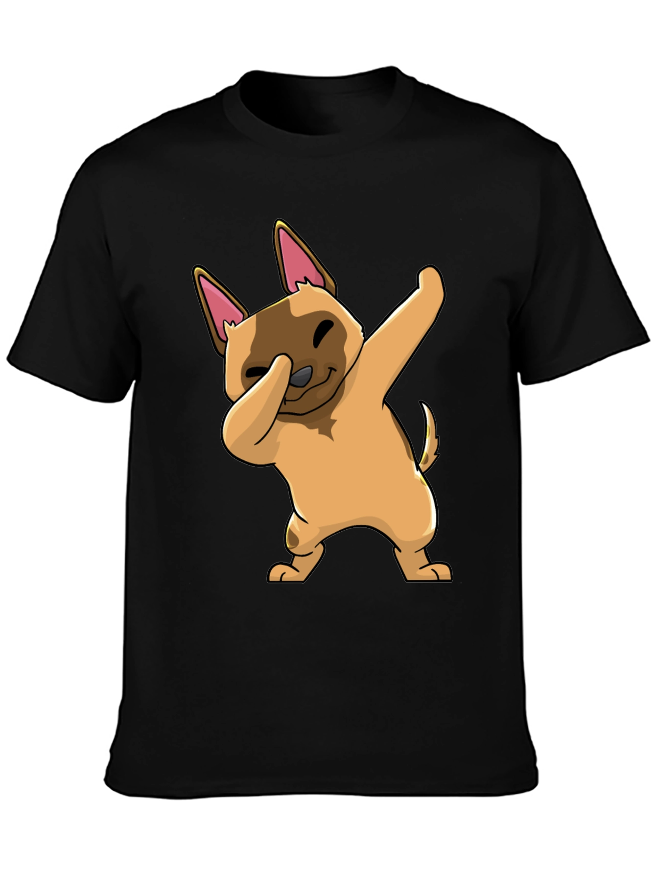 Black Dabbing Dog Graphic T-Shirt - Trendy Casual Wear view 3