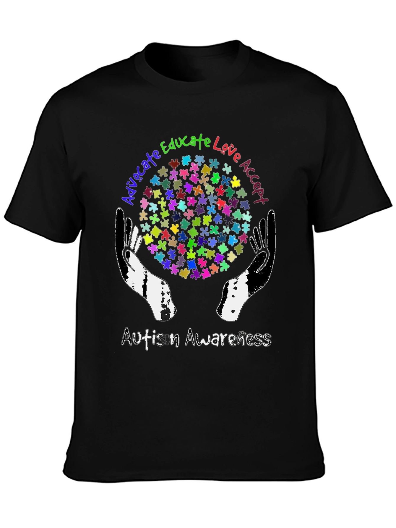 Black Autism Awareness T-Shirt Advocate Educate Love view 3