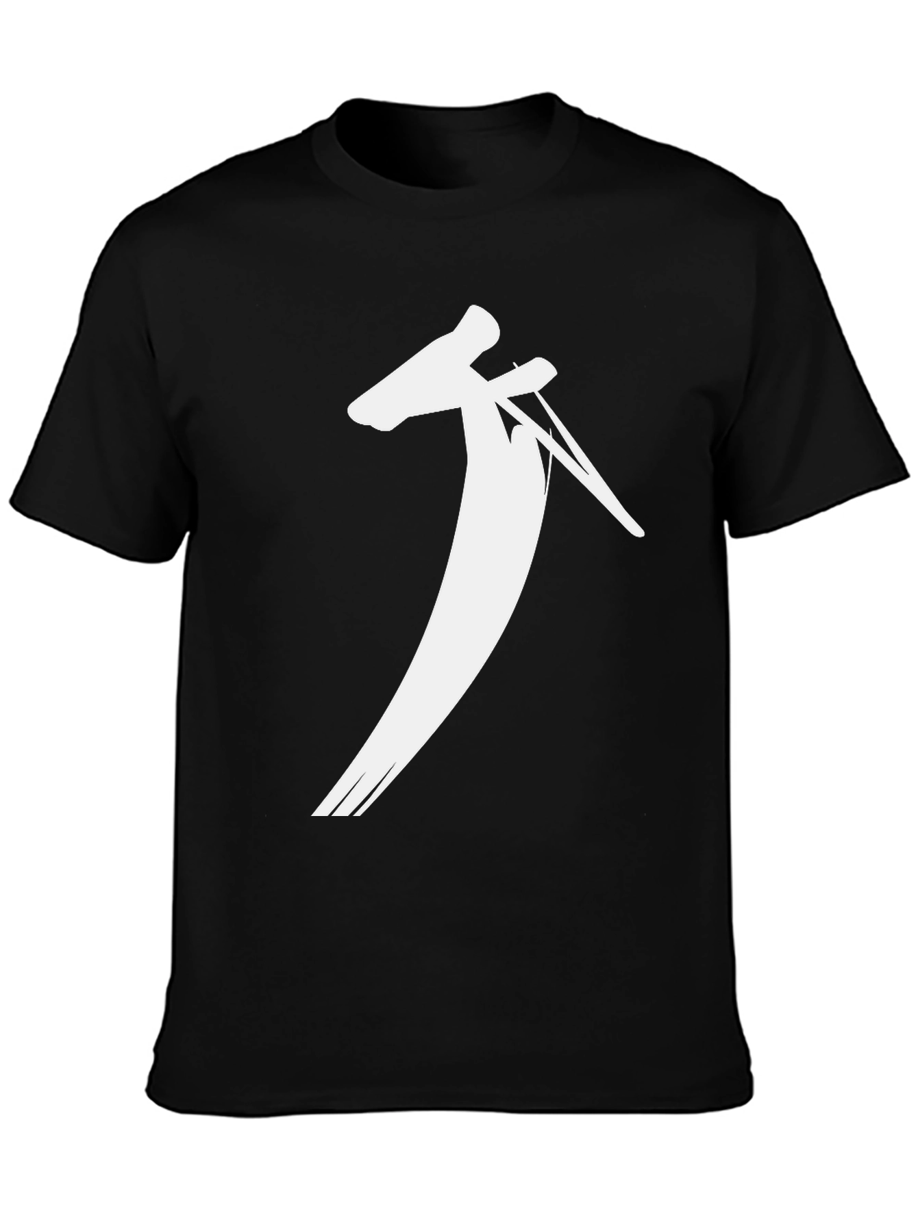 Black Men's Black T-Shirt with Abstract White Print view 3