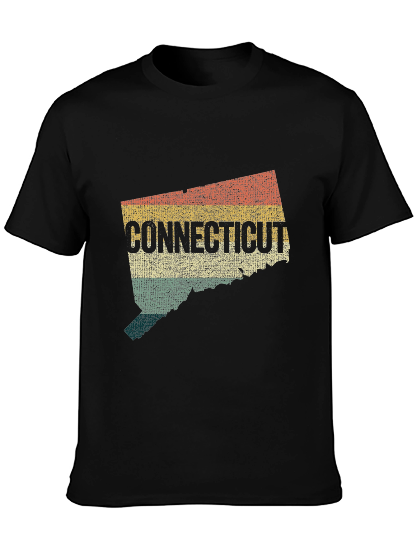 Black Retro Connecticut State Map Graphic T-Shirt view 3
