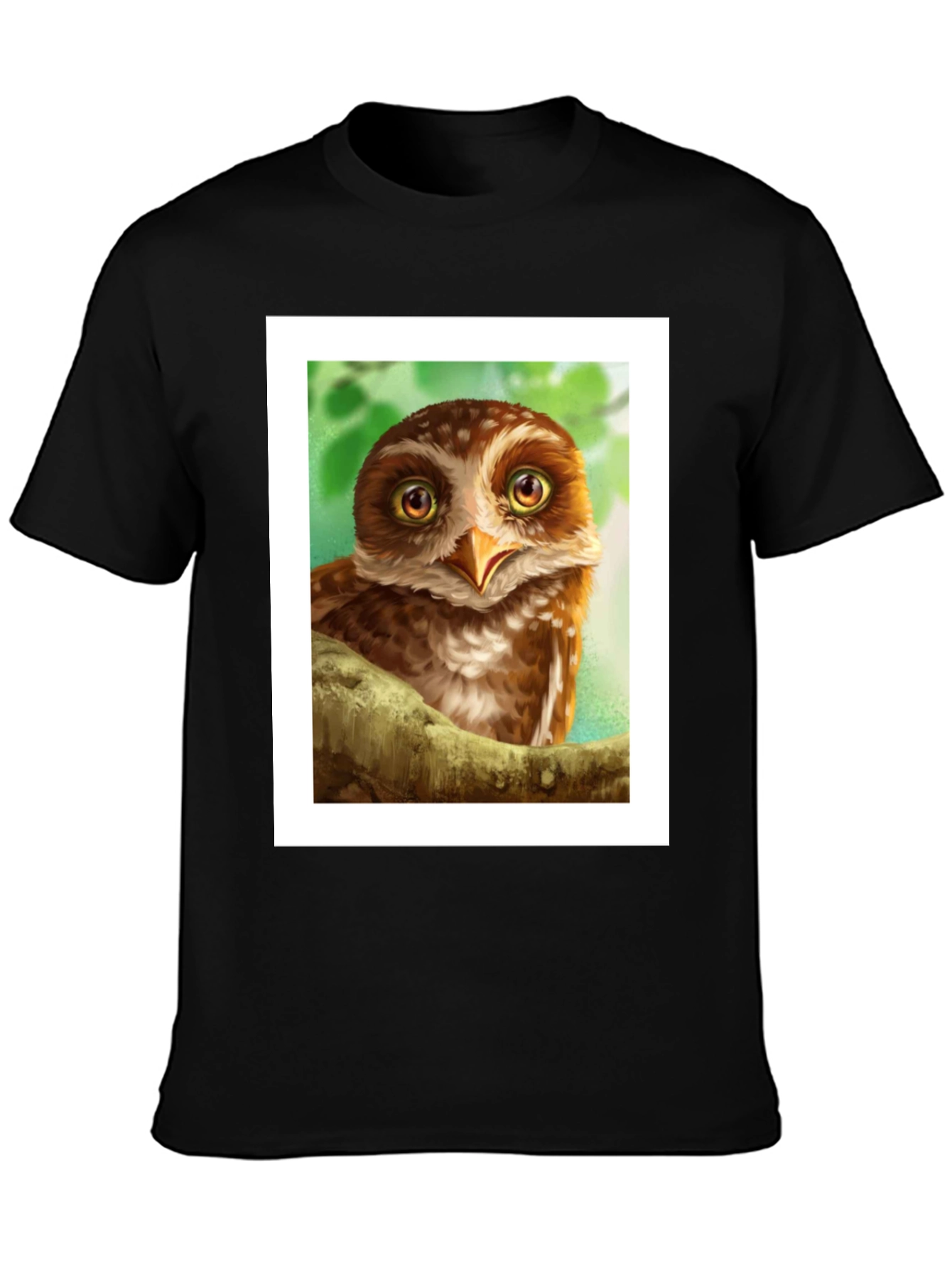 Black Owl Graphic Print Black T-Shirt view 3