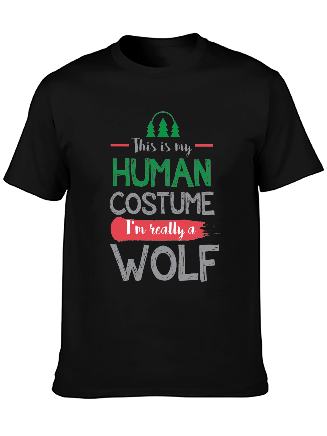 Black Human Costume Wolf Graphic T-Shirt view 3