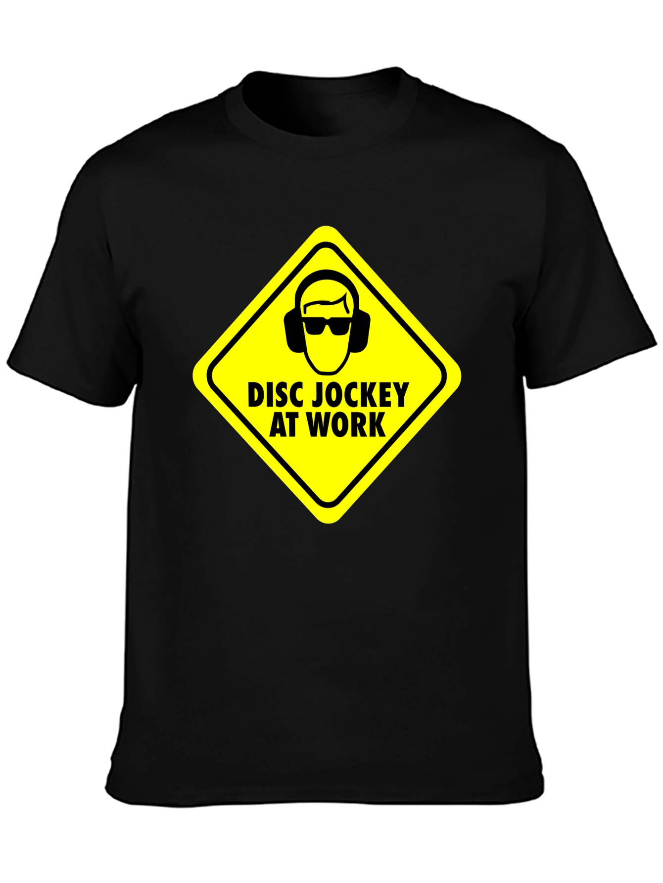 Black Disc Jockey at Work Warning T-Shirt - Black view 3