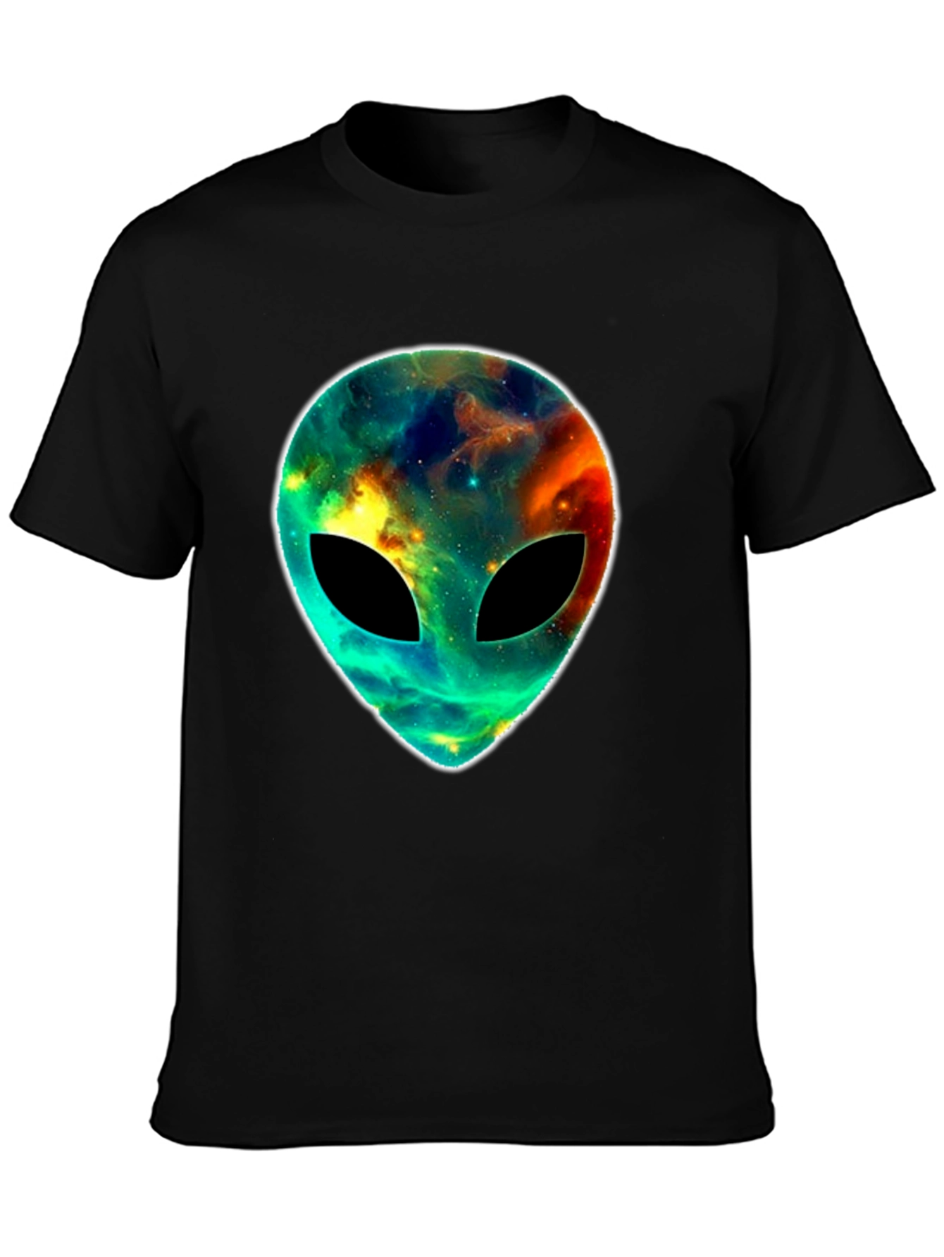 Black Cosmic Alien Head T-Shirt - Black Graphic Tee view 3