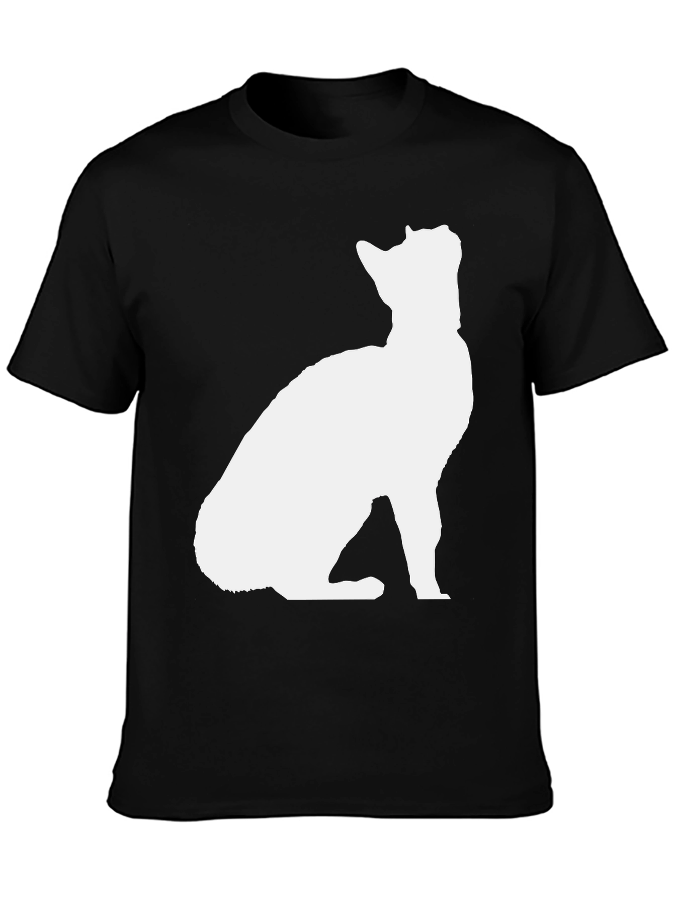 Black Cat Silhouette Graphic Tee - Black Cotton Blend Shirt view 3