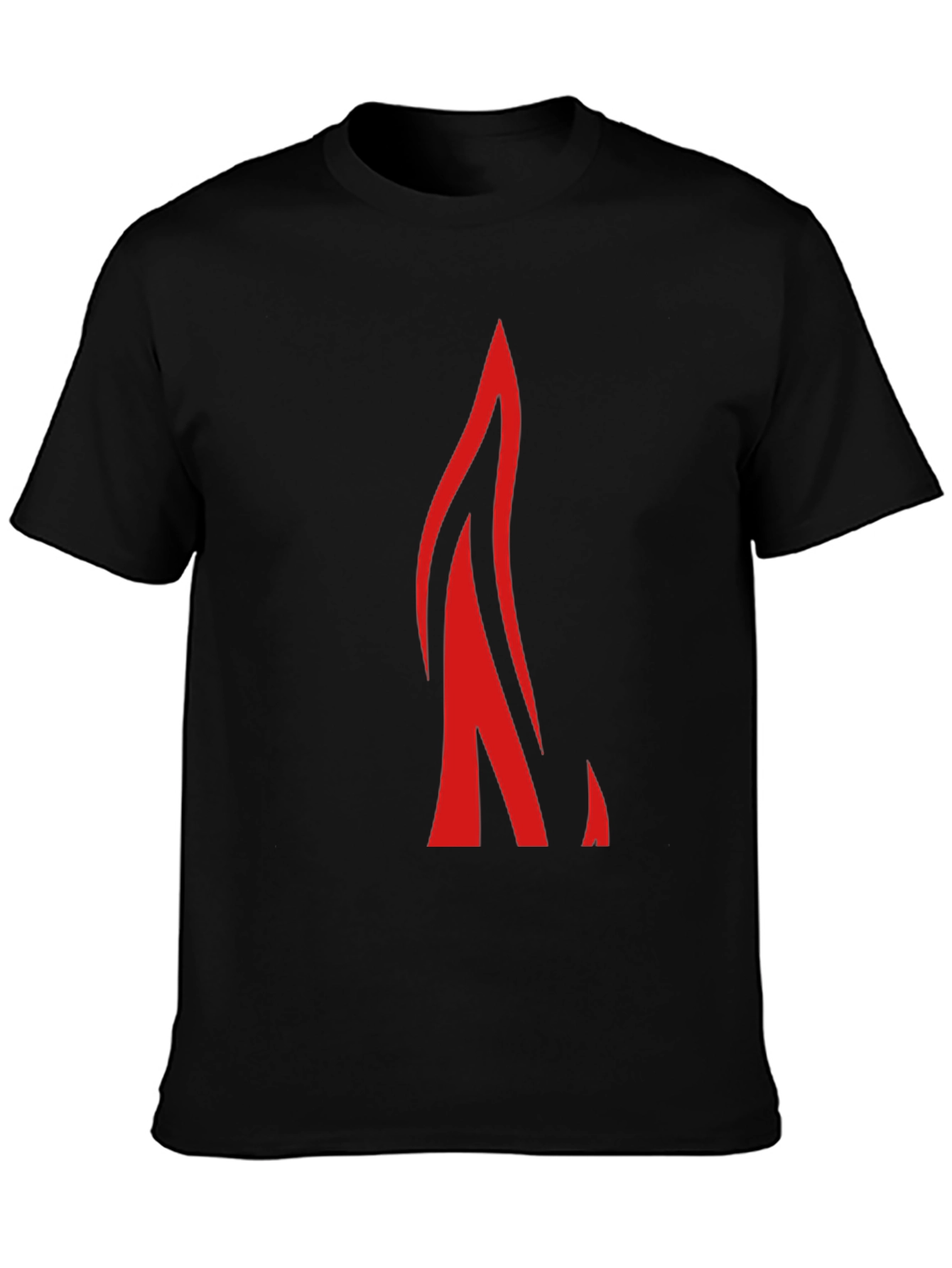 Black Bold Red Flame Graphic Black T-Shirt view 3