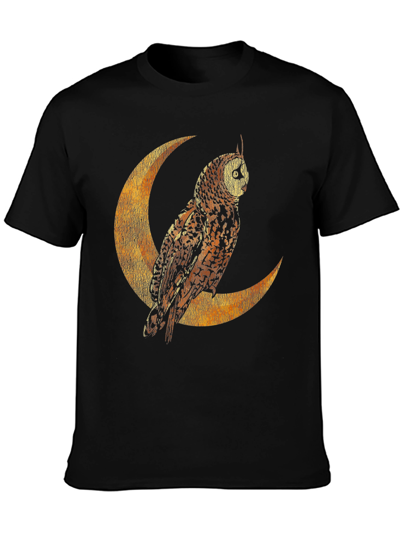 Black Owl on Crescent Moon Graphic Tee - Stylish Unisex T-Shirt view 3