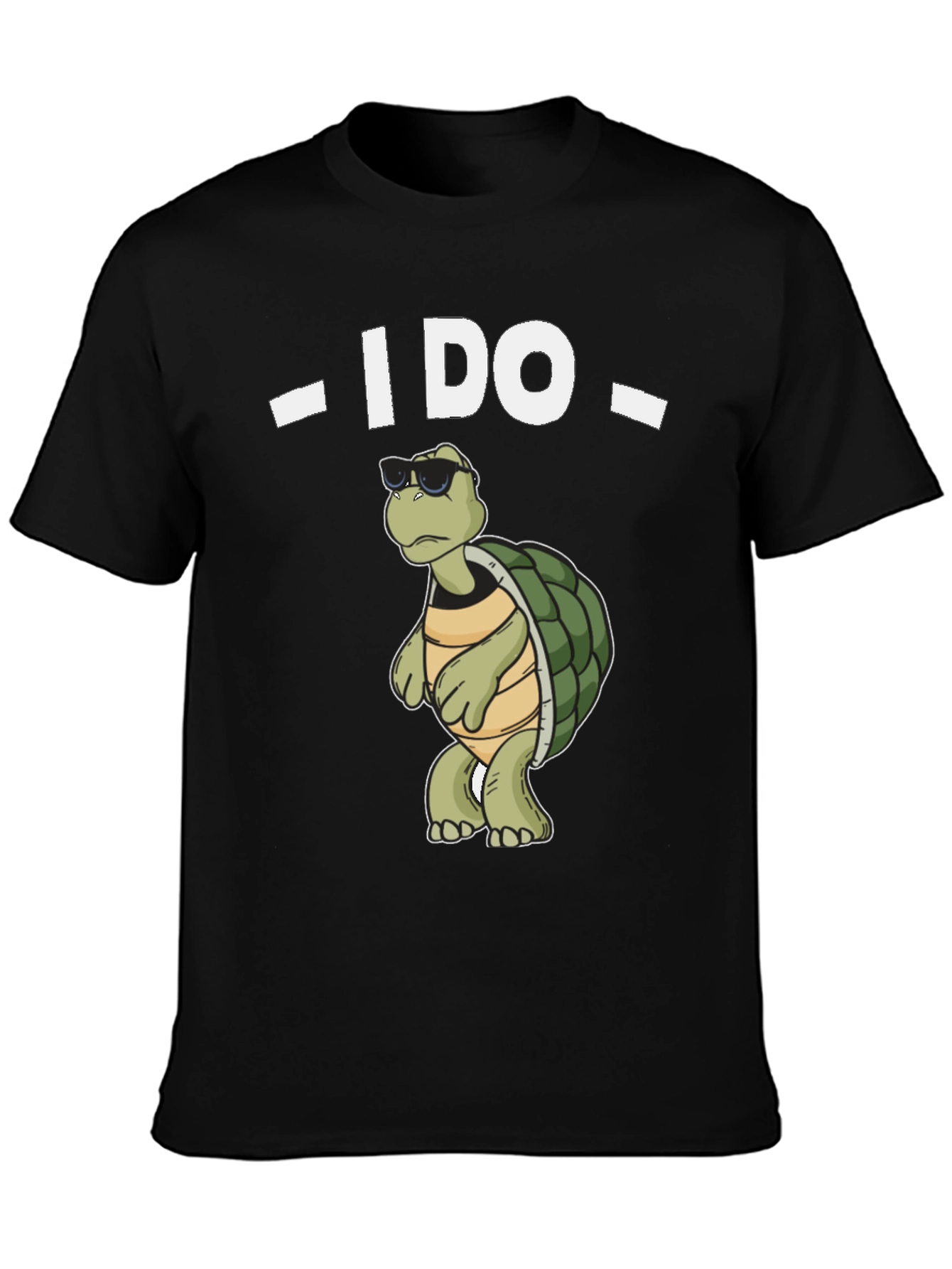 Black Cool Turtle "I Do" Black T-Shirt view 3