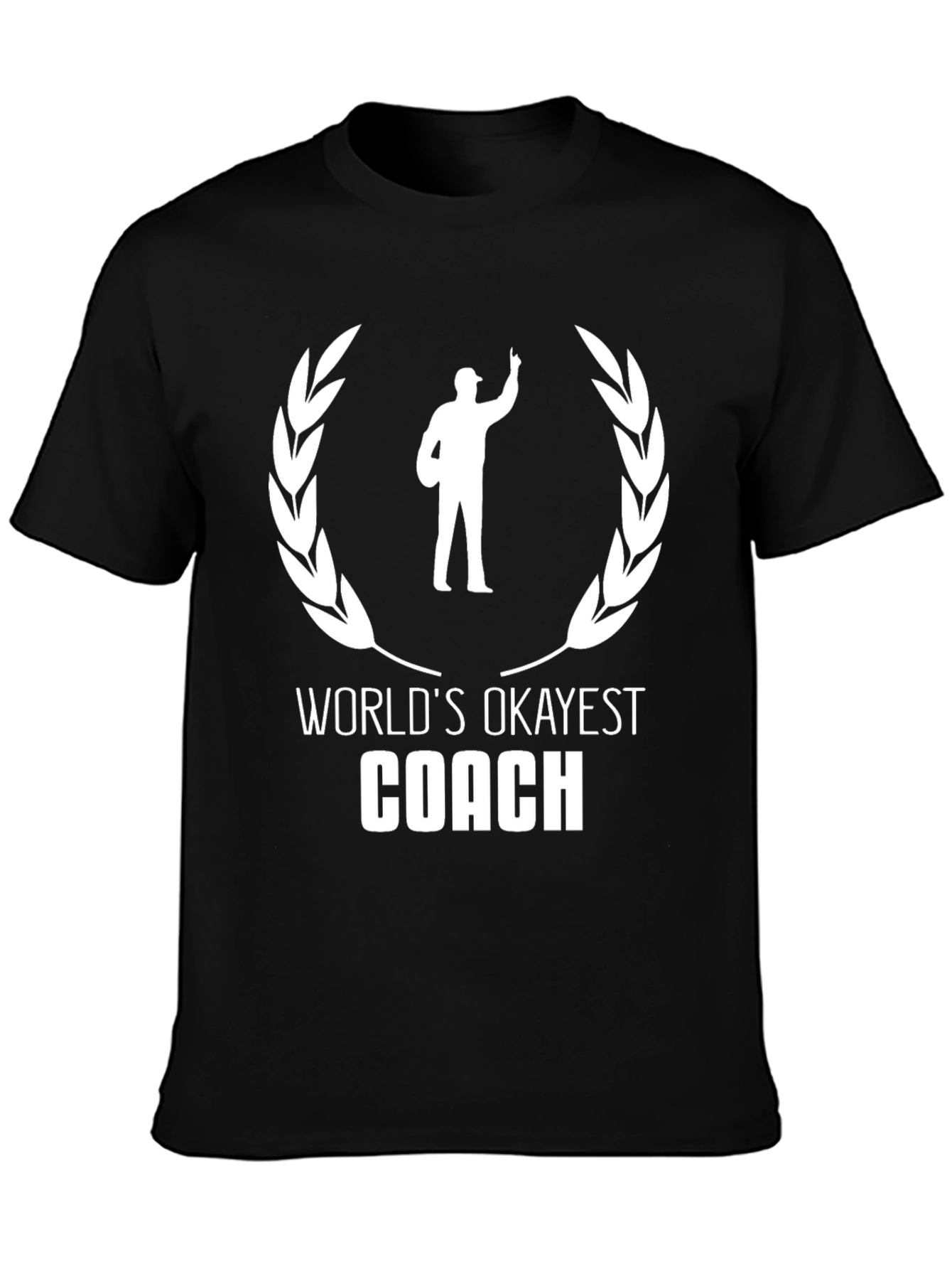 Black World's Okayest Coach Black T-Shirt view 3