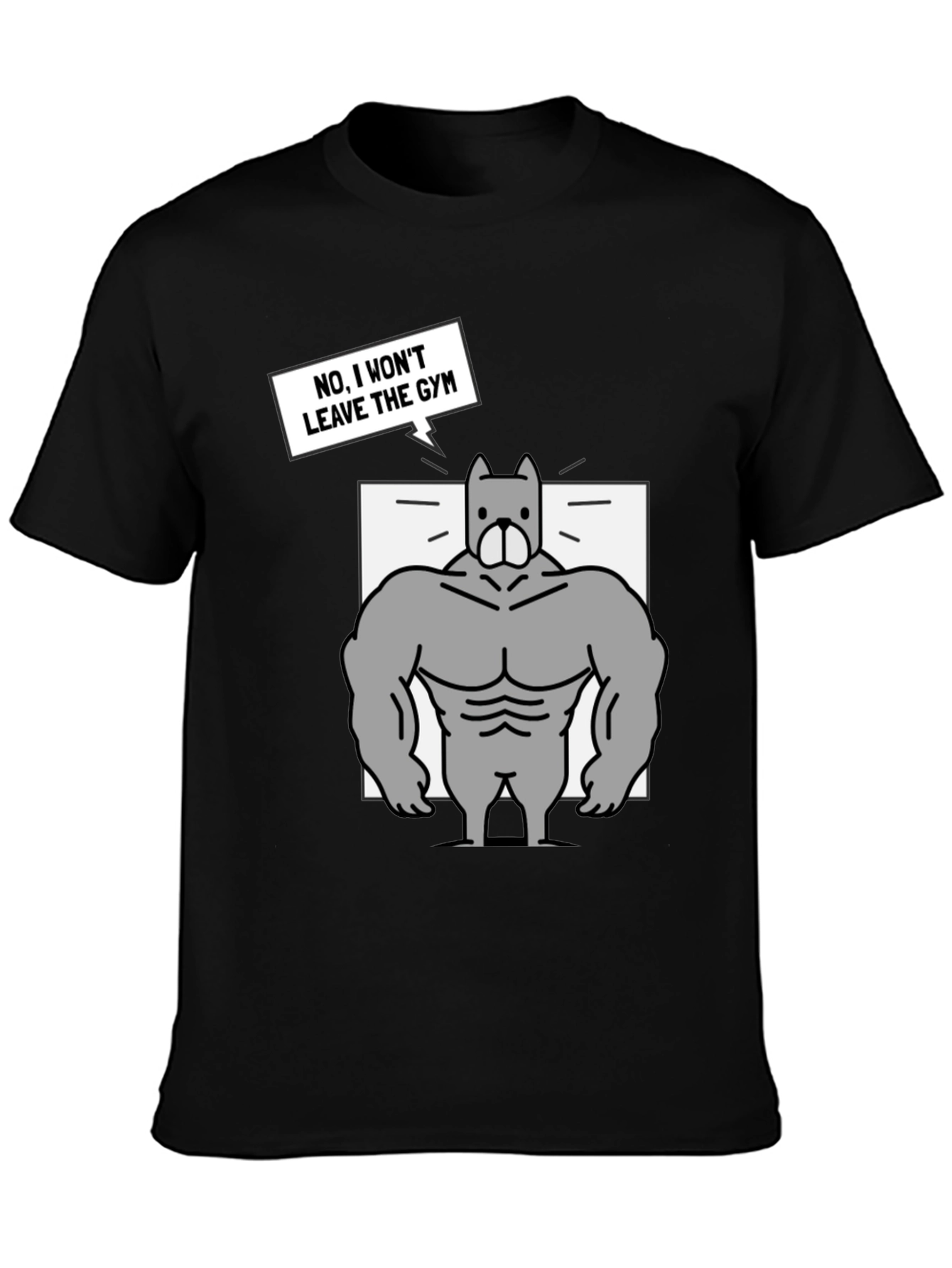 Black Gym Dog Graphic T-Shirt - Funny Workout Tee view 3