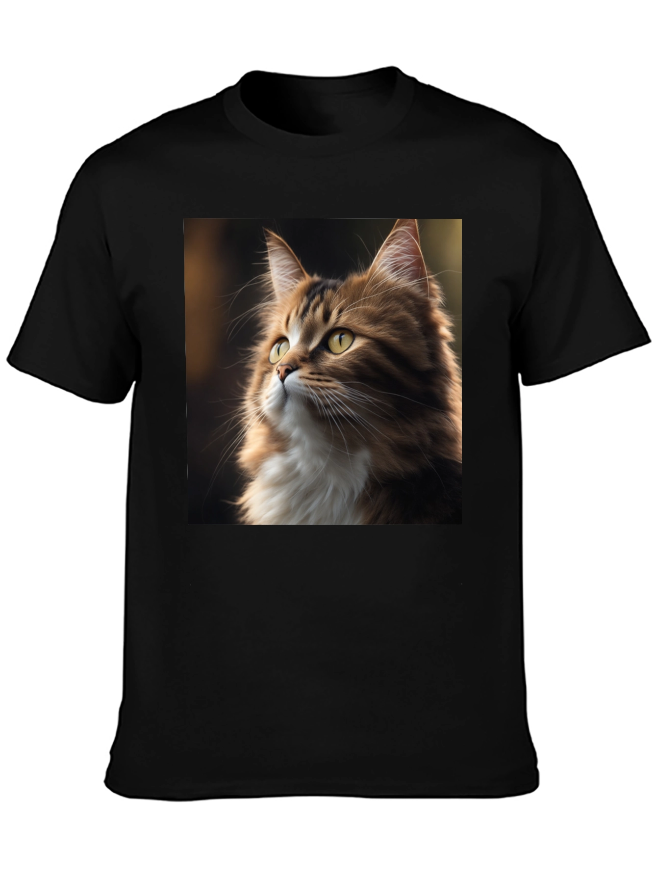Black Cat Portrait Graphic Tee - Unisex Black T-Shirt view 3