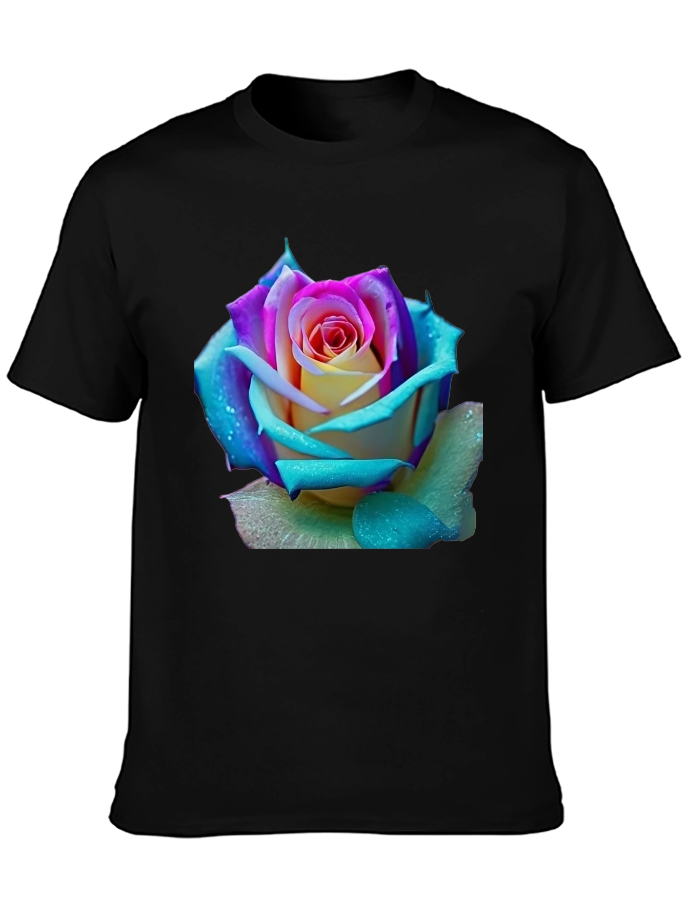 Black Rose Graphic Tee - Vibrant Floral Design view 3