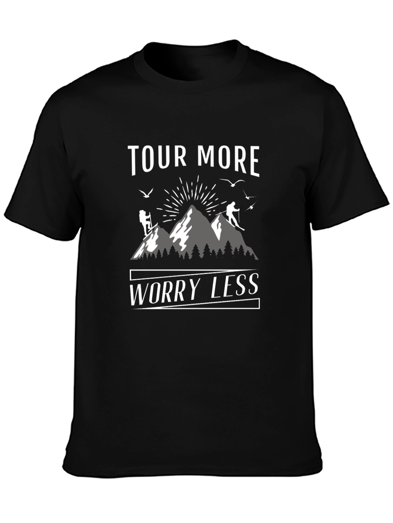 Tour More Worry Less Mountain Adventure Black T-Shirt - 3
