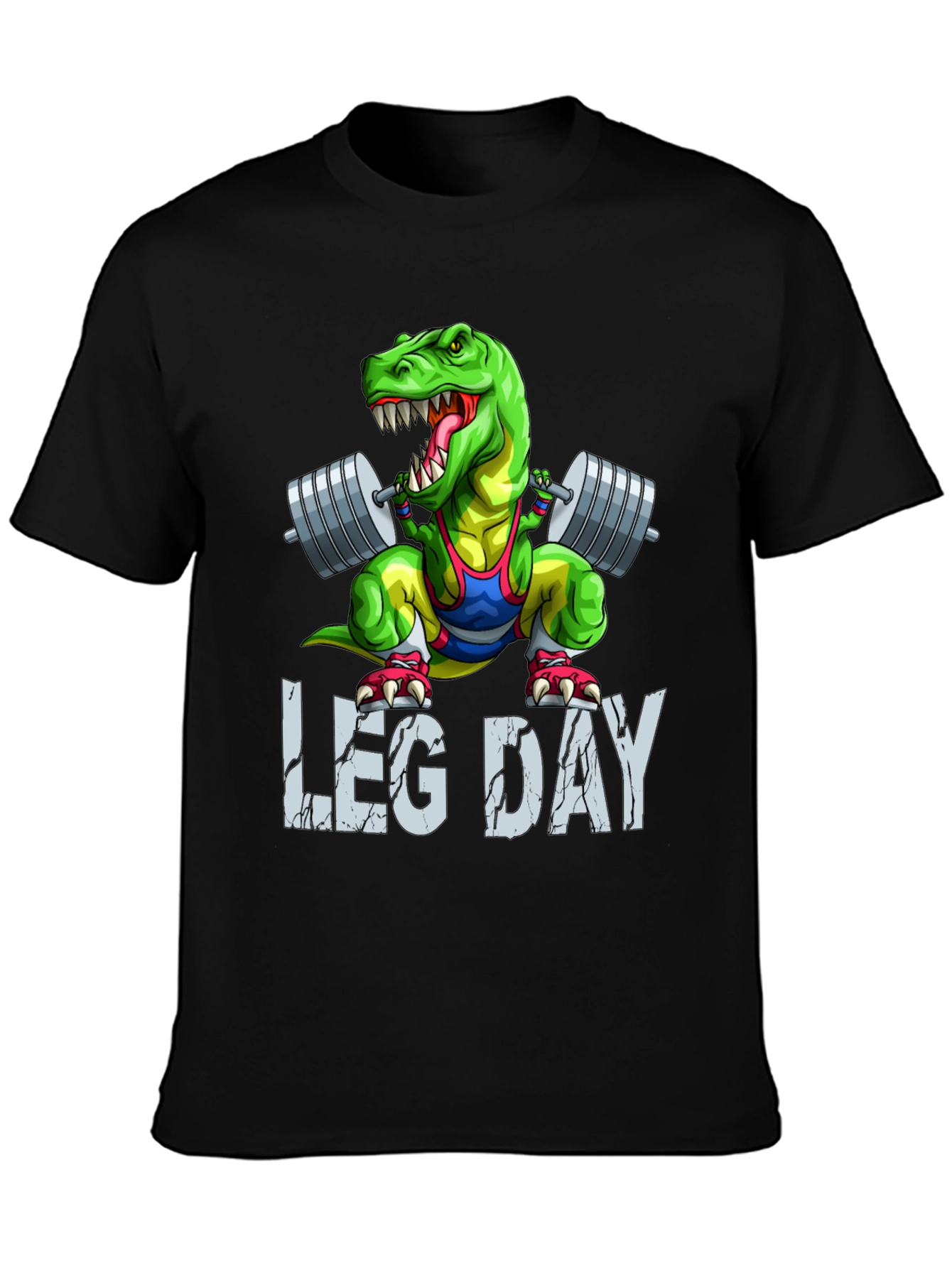 Black Dino Leg Day T-Shirt: Funny Gym Workout Tee view 3
