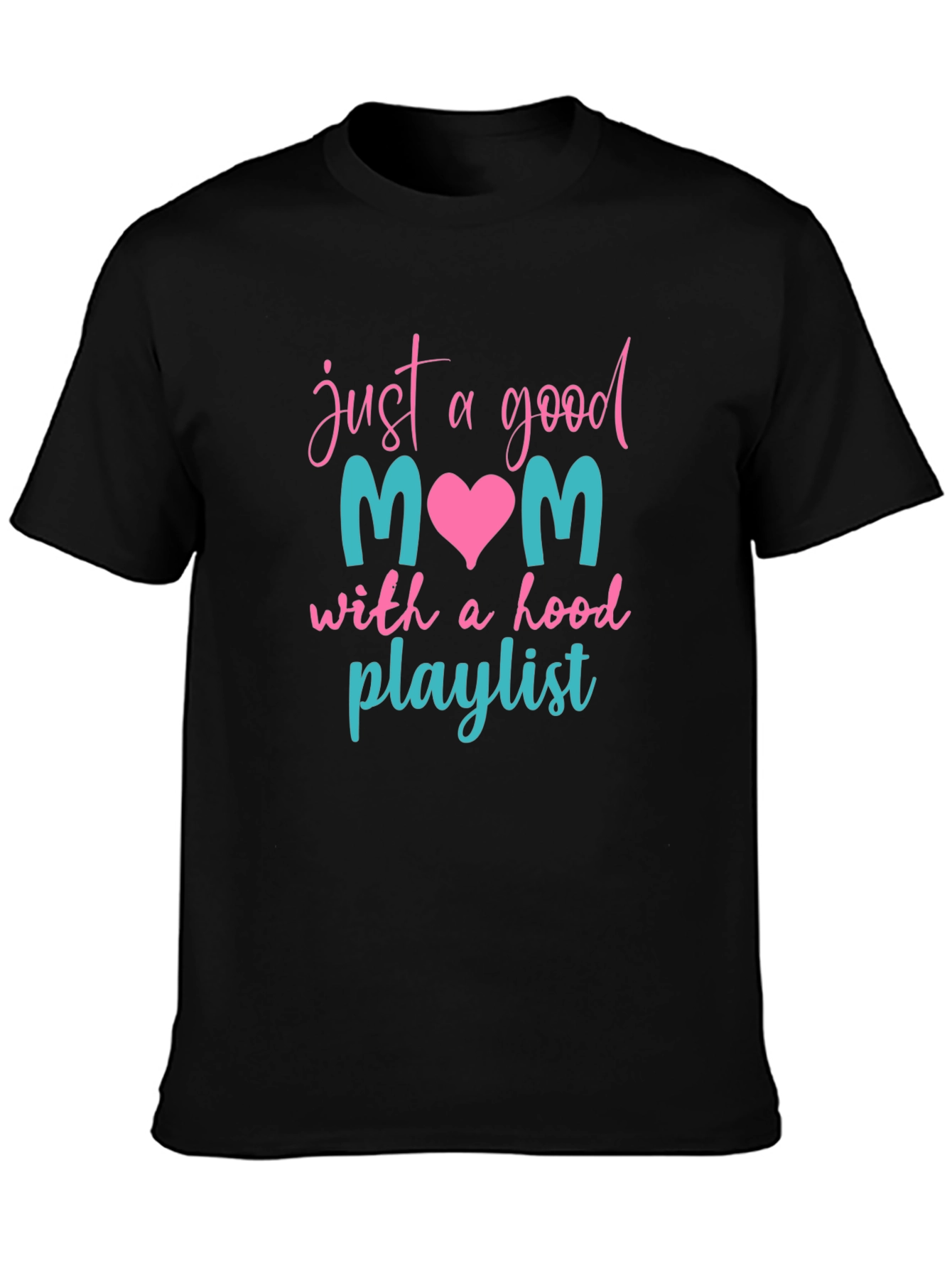 Black Good Mom Hood Playlist Tee view 3