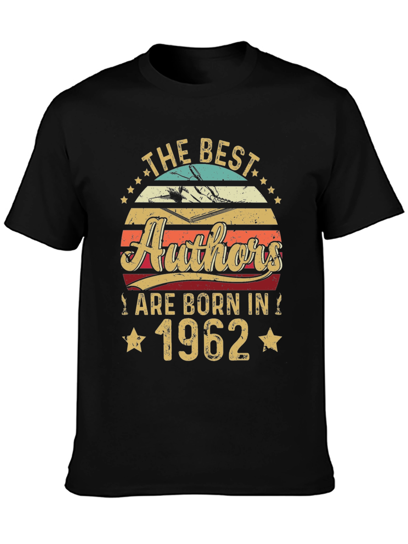 Black Best Authors Born in 1962 Black T-Shirt view 3