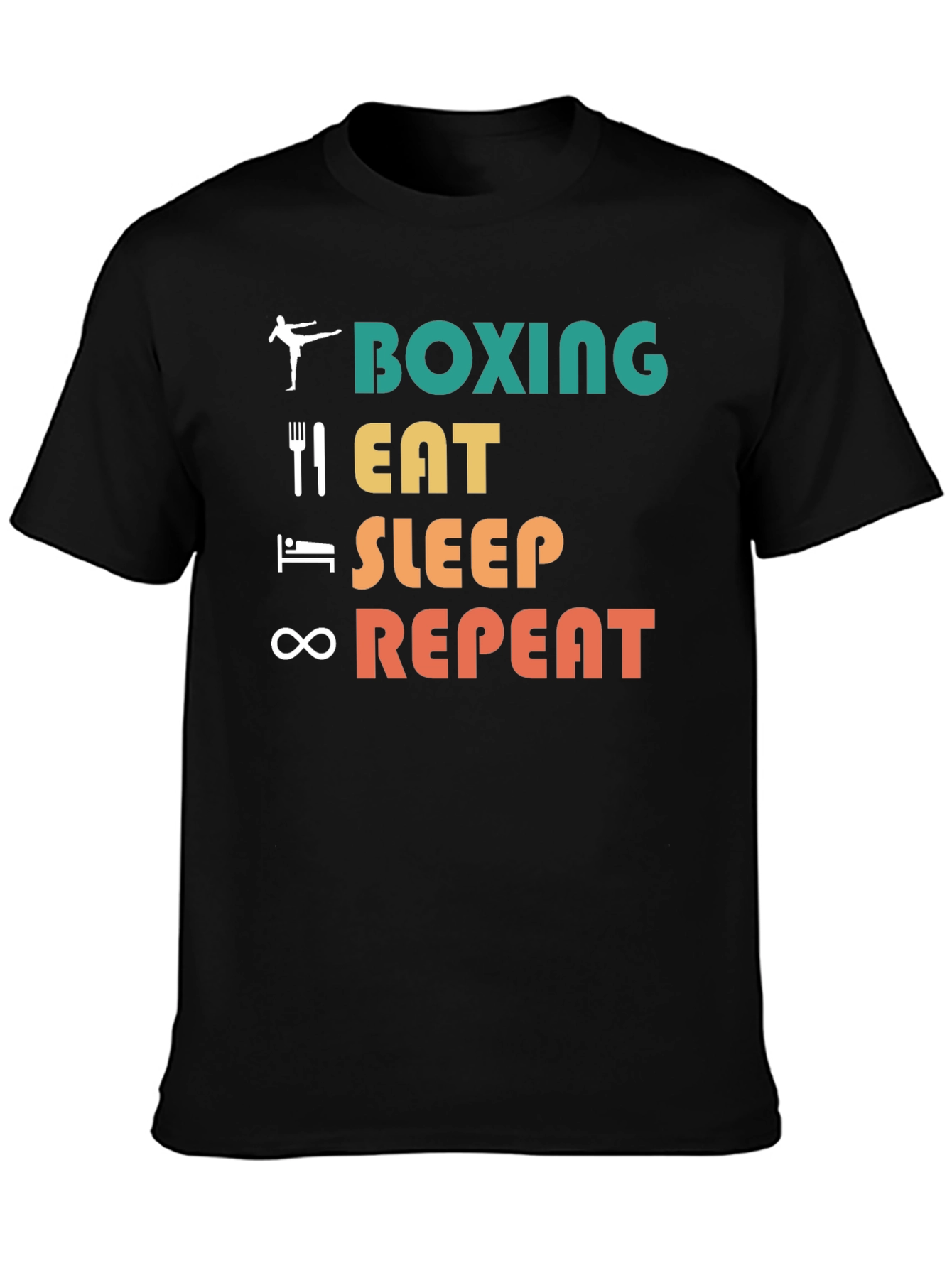 Black Boxing Eat Sleep Repeat Graphic Tee view 3