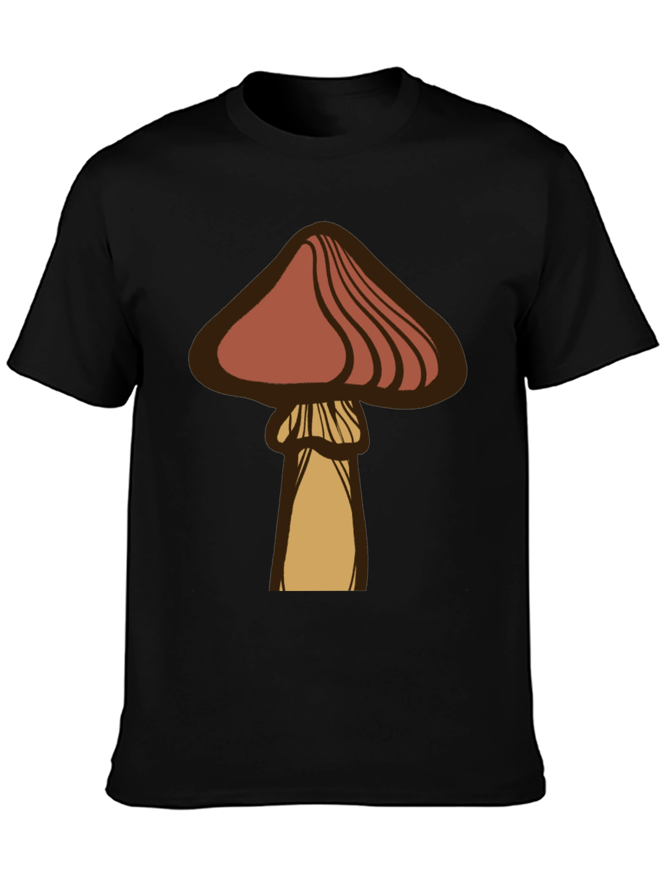 Black Mushroom Graphic Tee - Casual Black T-Shirt view 3