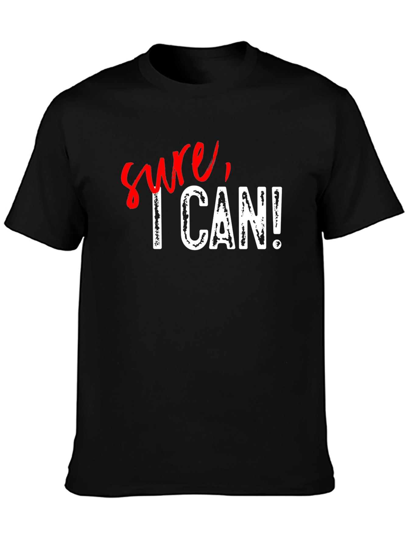 Black Sure, I Can! Graphic Print Black Cotton T-Shirt view 3