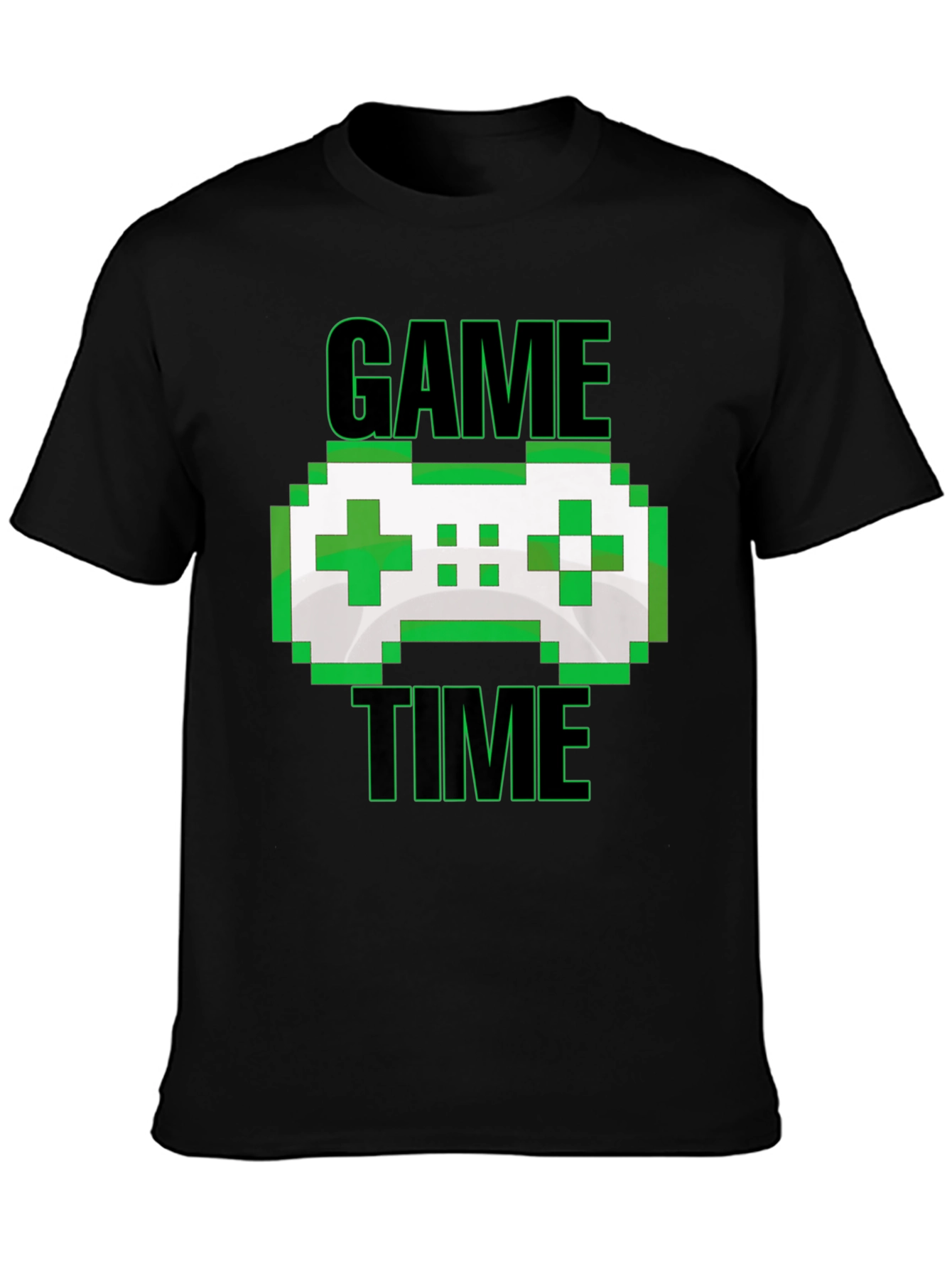 Black Game Time Pixel Controller Graphic T-Shirt view 3