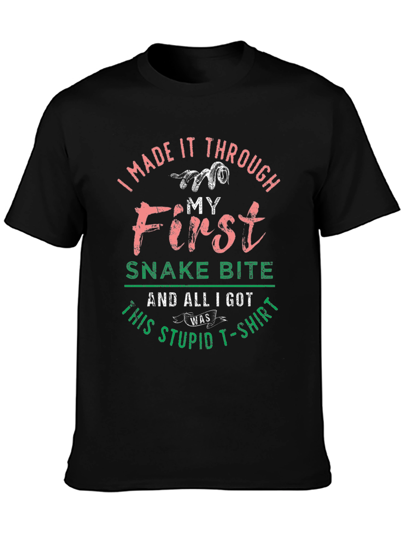 Black Funny Snake Bite T-Shirt view 3