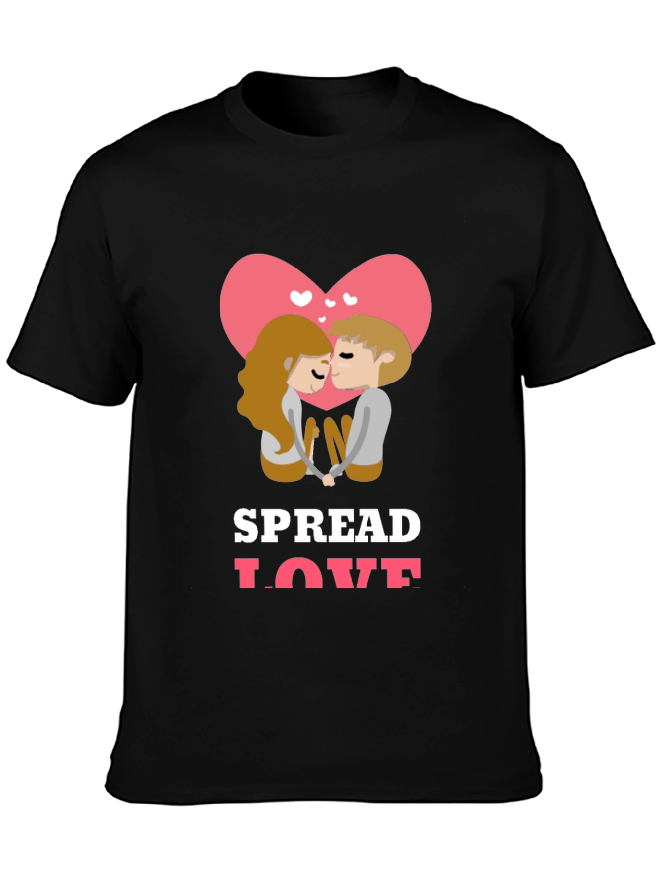 Black Spread Love T-Shirt - Romantic Couple Design view 3