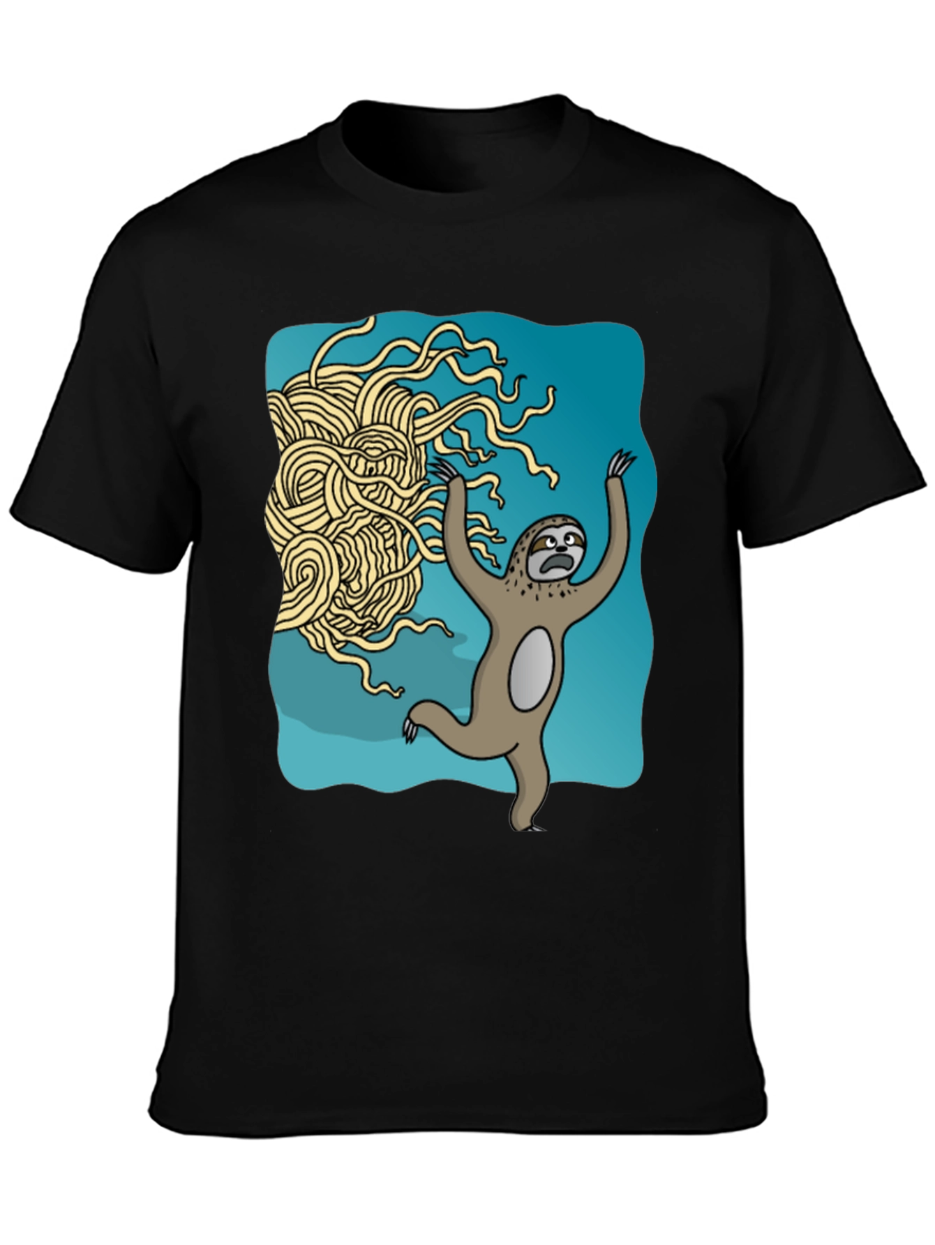 Black Sloth vs. Flying Spaghetti Monster T-Shirt view 3