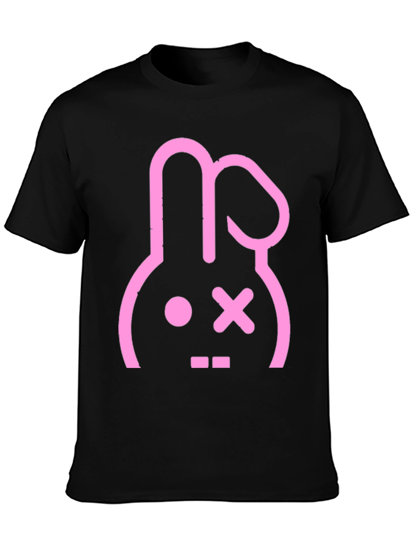 Black Black T-Shirt with Pink Bunny Graphic view 3