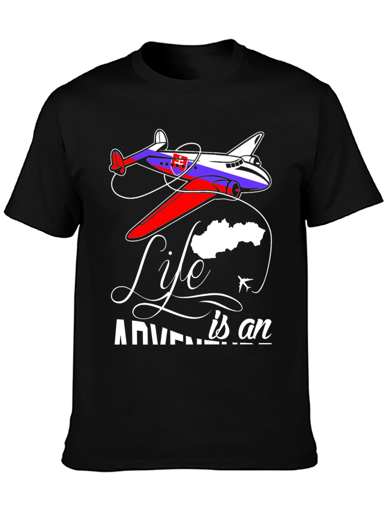 Black Life is an Adventure Plane Graphic T-Shirt view 3