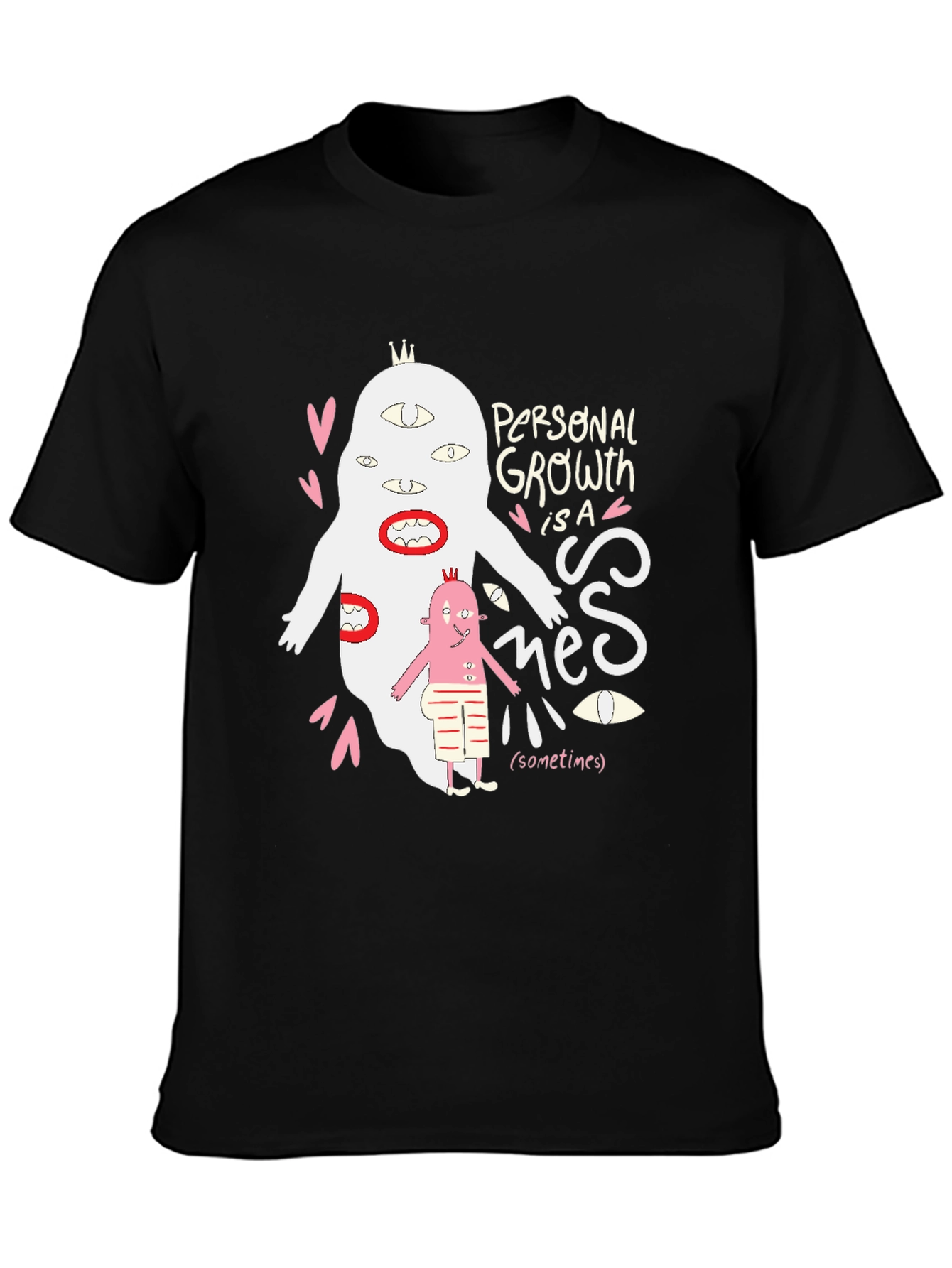 Black Personal Growth Sometimes T-Shirt view 3