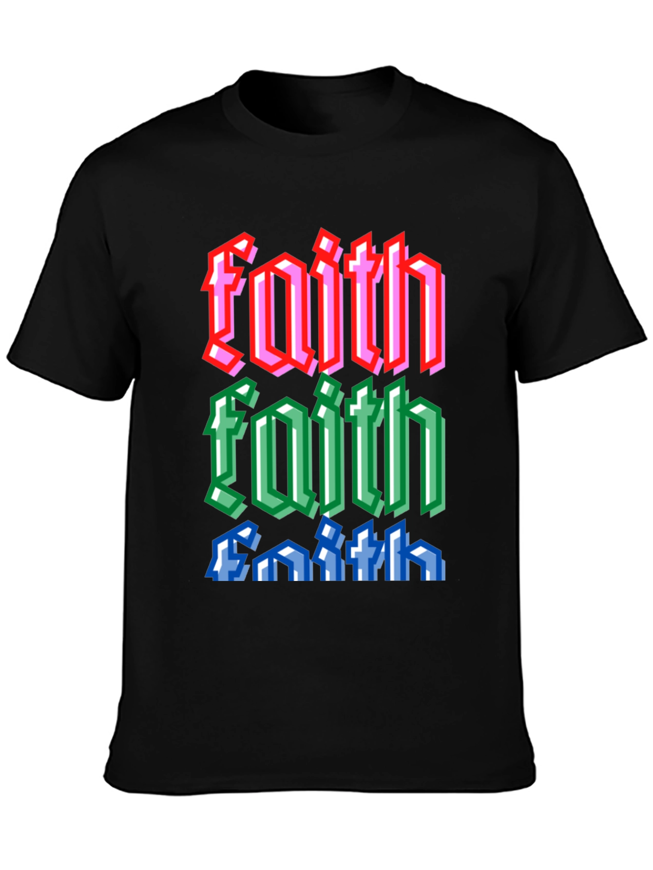 Black Faith Pixel Art Graphic Tee view 3
