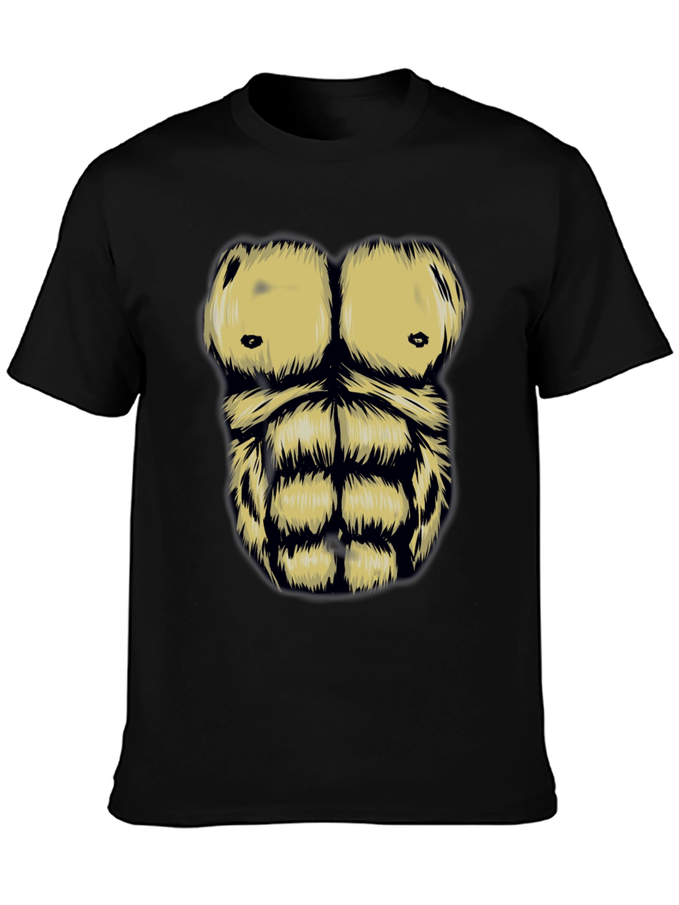 Black Funny Muscle Chest T-Shirt - Costume Tee view 3