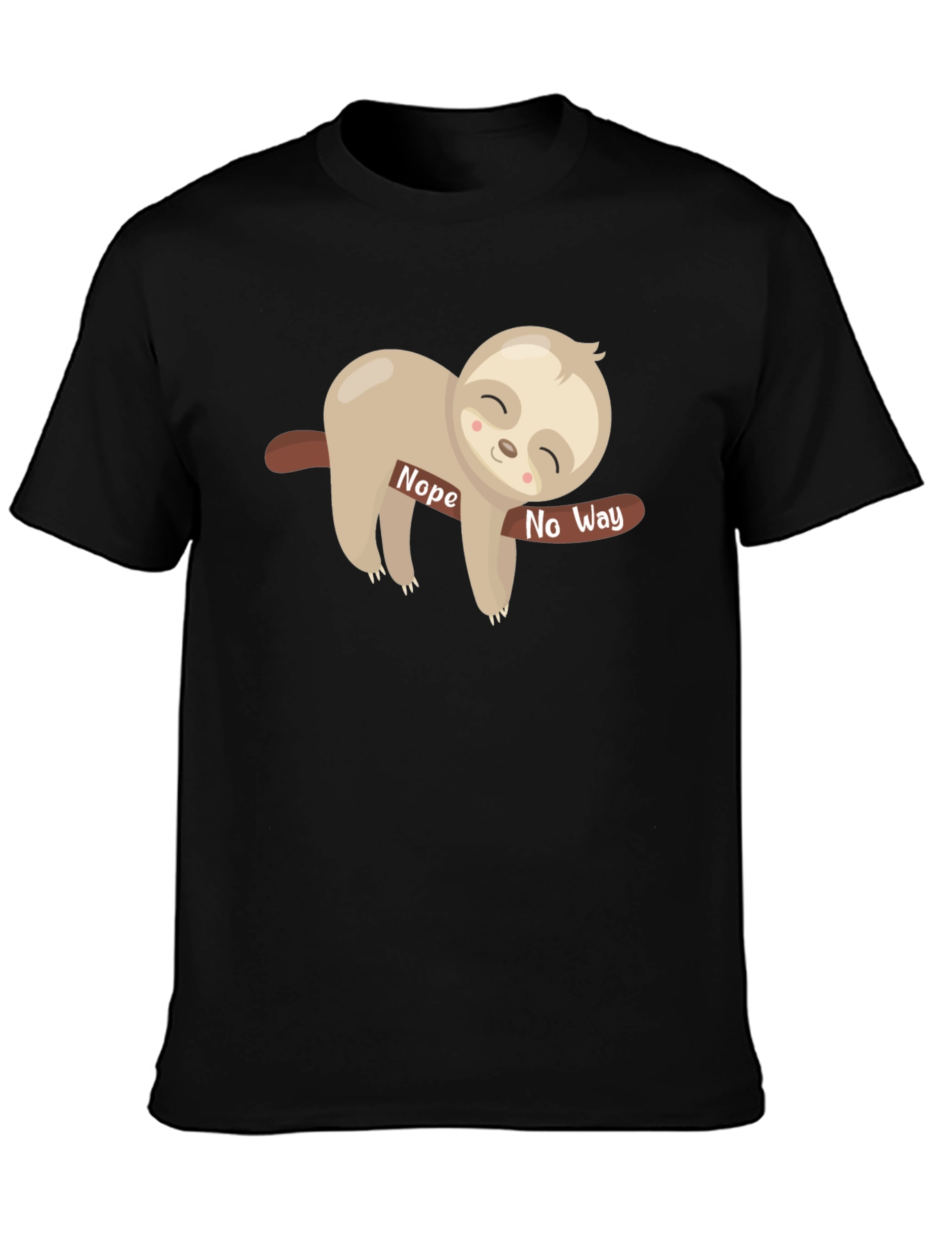 Black Nope No Way Sloth T-Shirt - Black Crew Neck Tee view 3