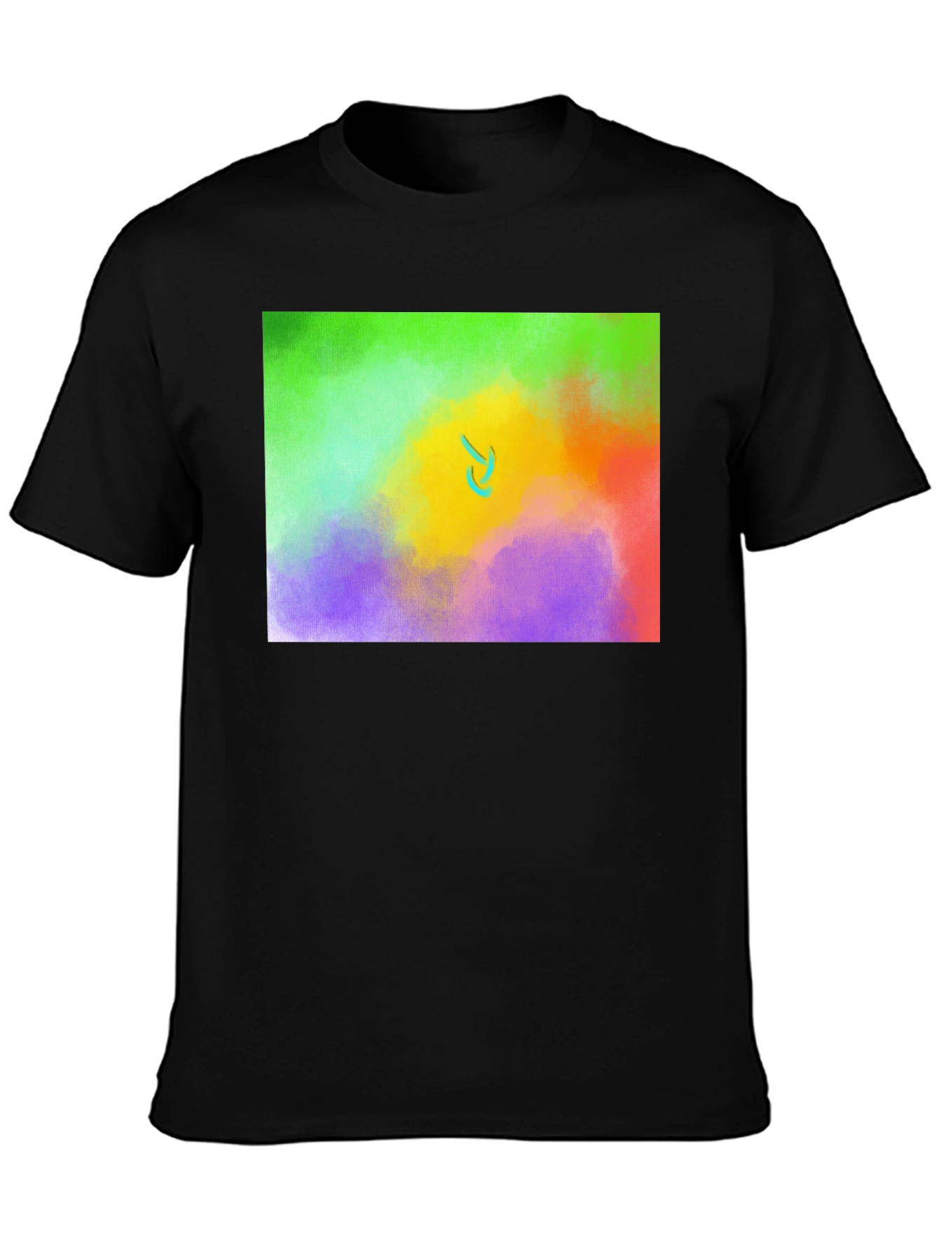 Black Abstract Expression T-Shirt: Colorful Art Tee view 3